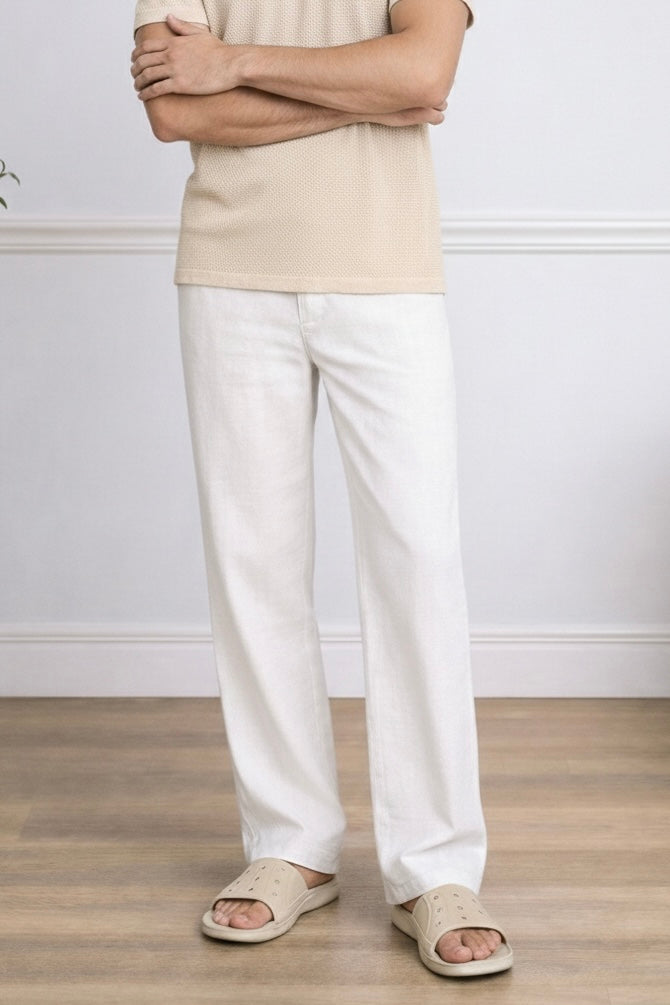 MILANO WHITE LINEN PANTS