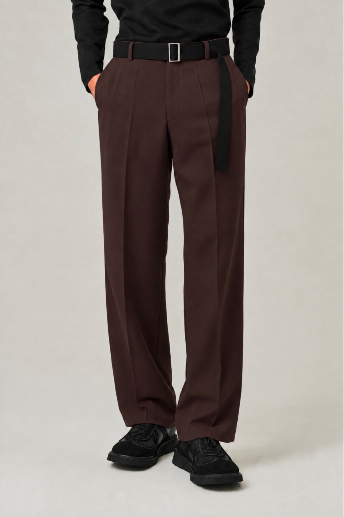DARK BROWN FORMAL KOREAN PANTS