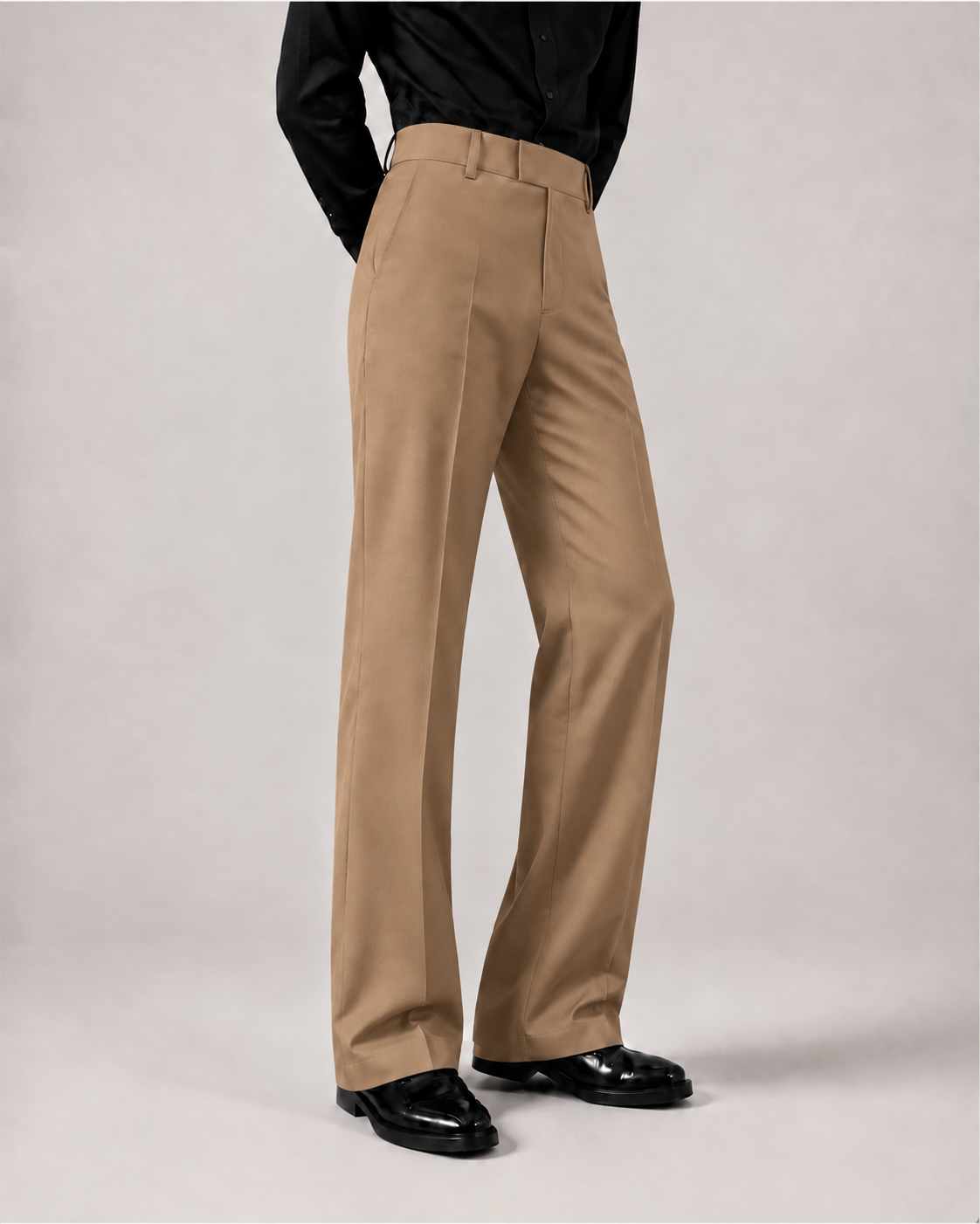RELAXED LIGHT BROWN BOOTCUT PANTS