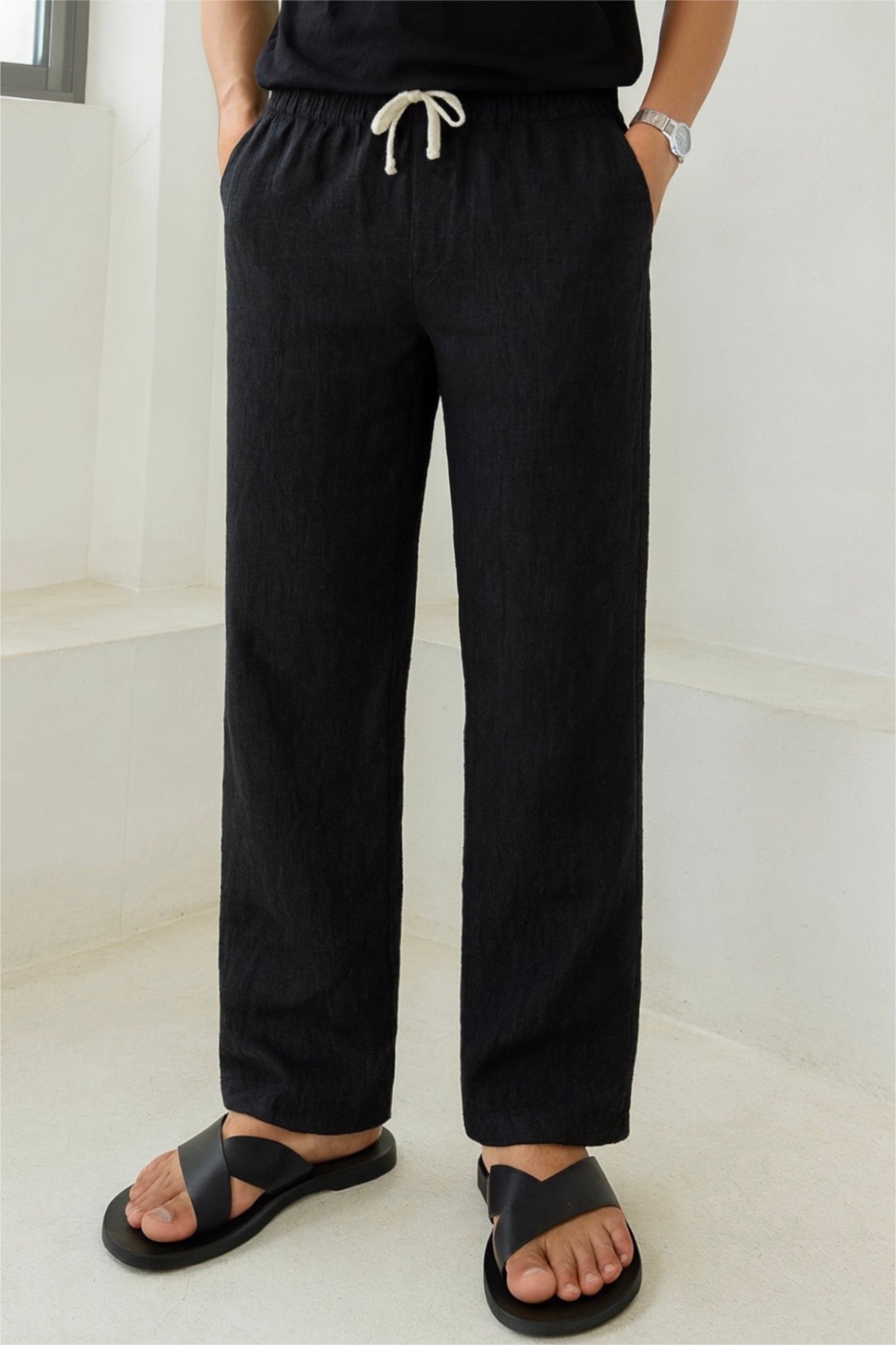 MILANO BLACK LINEN PANTS