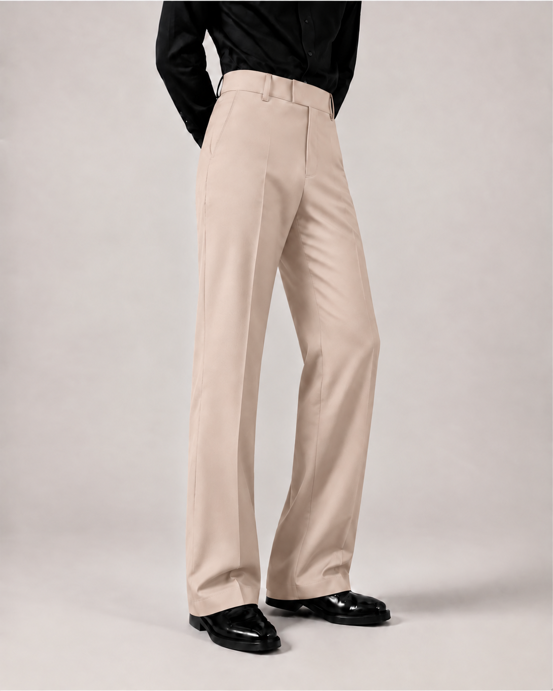 RELAXED BLUSH BEIGE BOOTCUT PANTS
