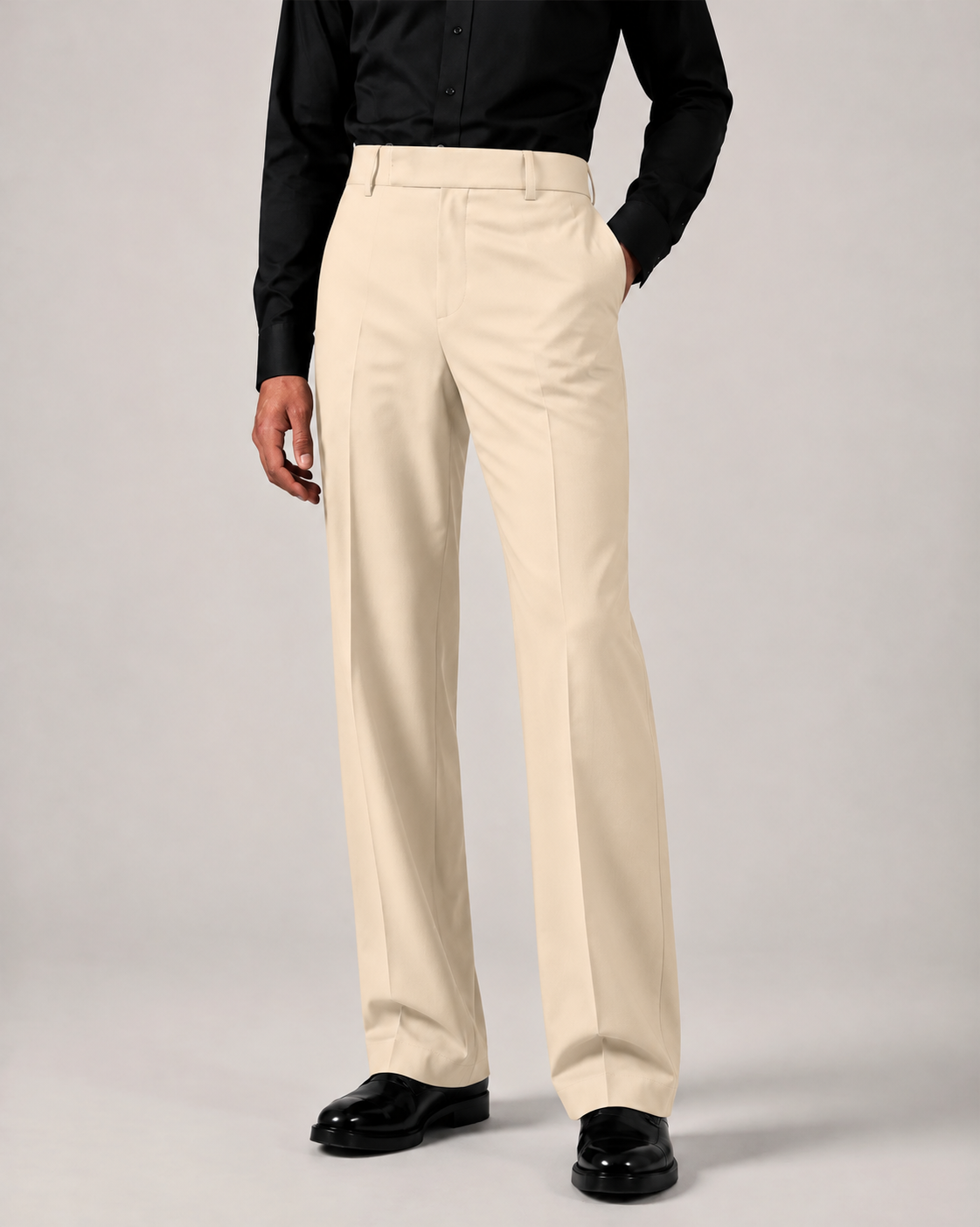 RELAXED BEIGE BOOTCUT PANTS