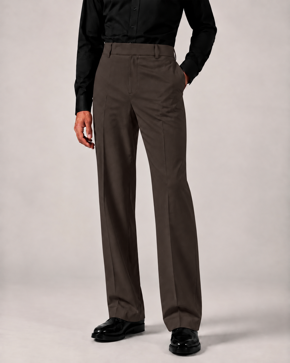 RELAXED DARK BROWN BOOTCUT PANTS