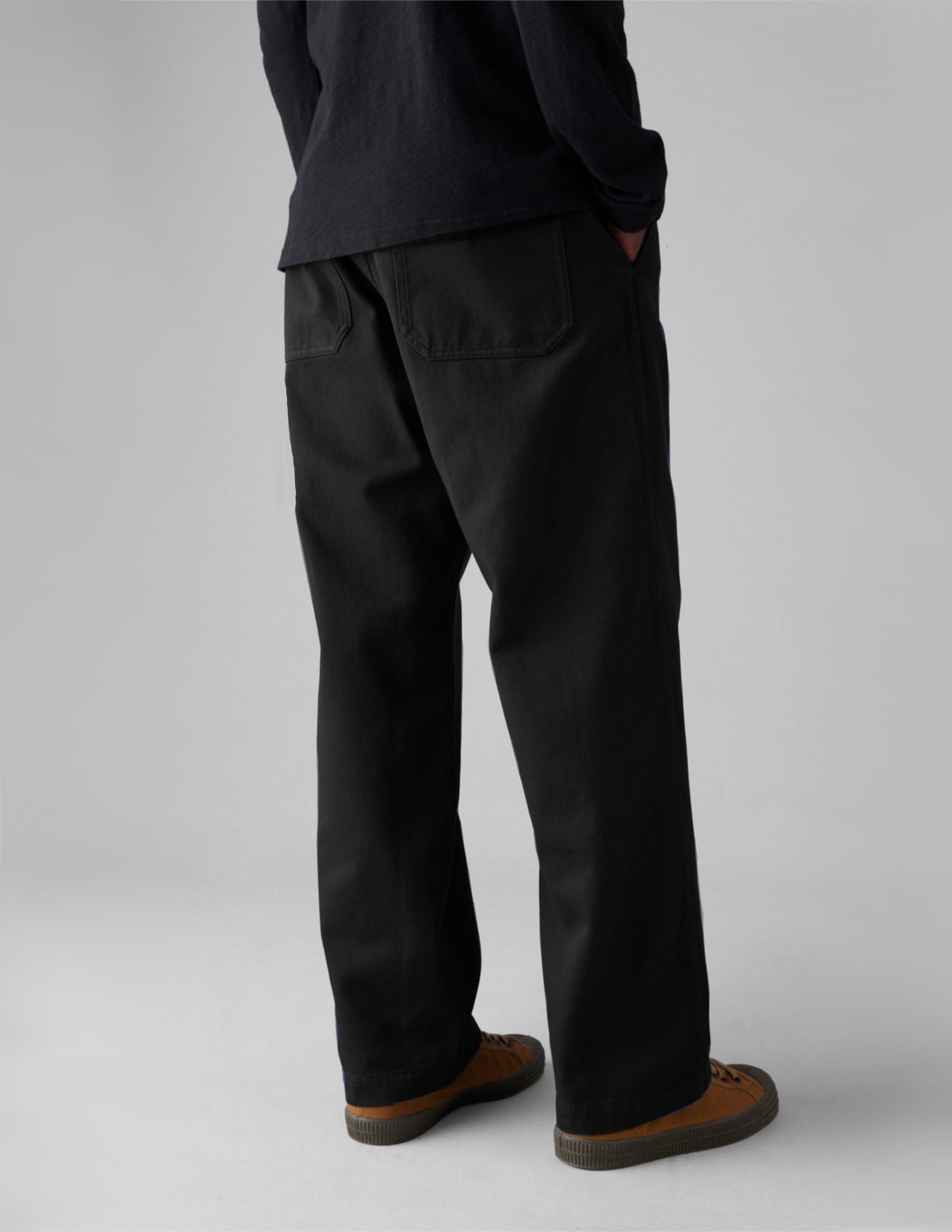 Black Cotton Straight Fit Trousers