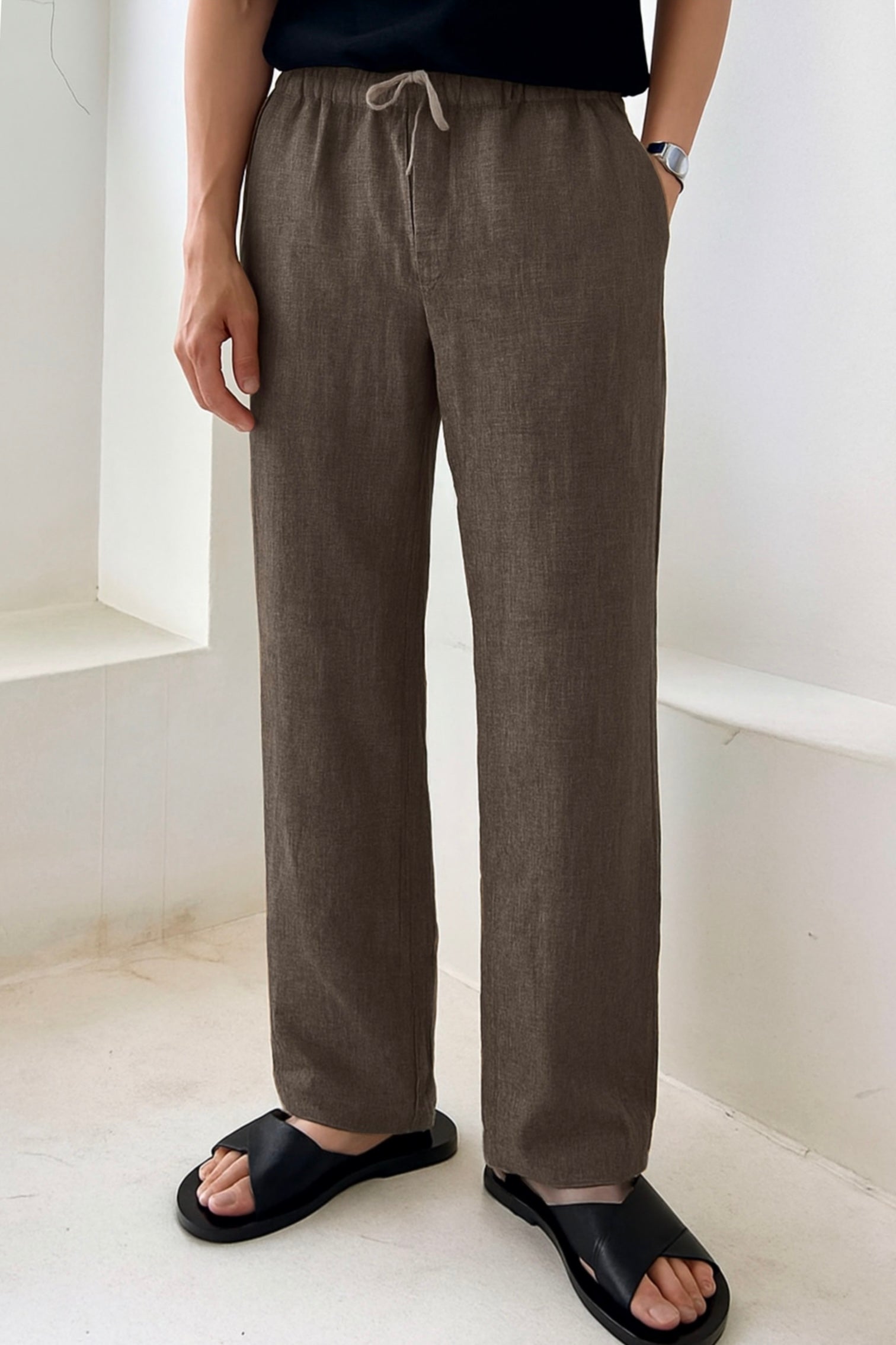 MILANO BROWN LINEN PANTS