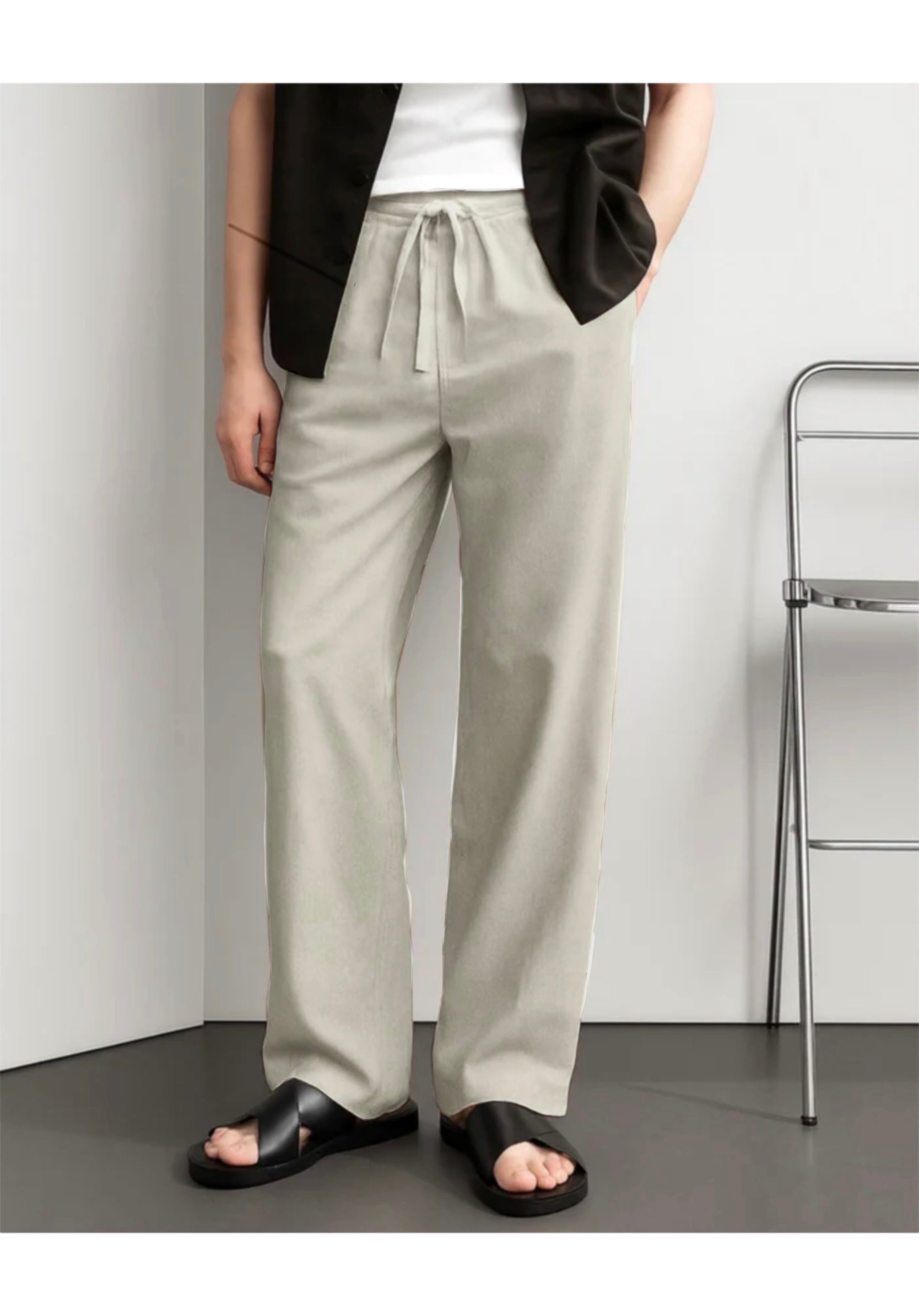 FRENCH IVORY LINEN PANTS