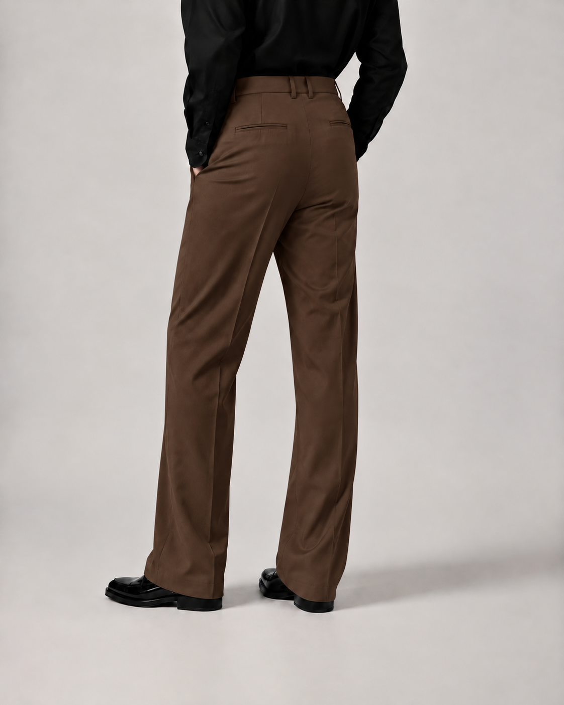 RELAXED DARK BROWN BOOTCUT PANTS