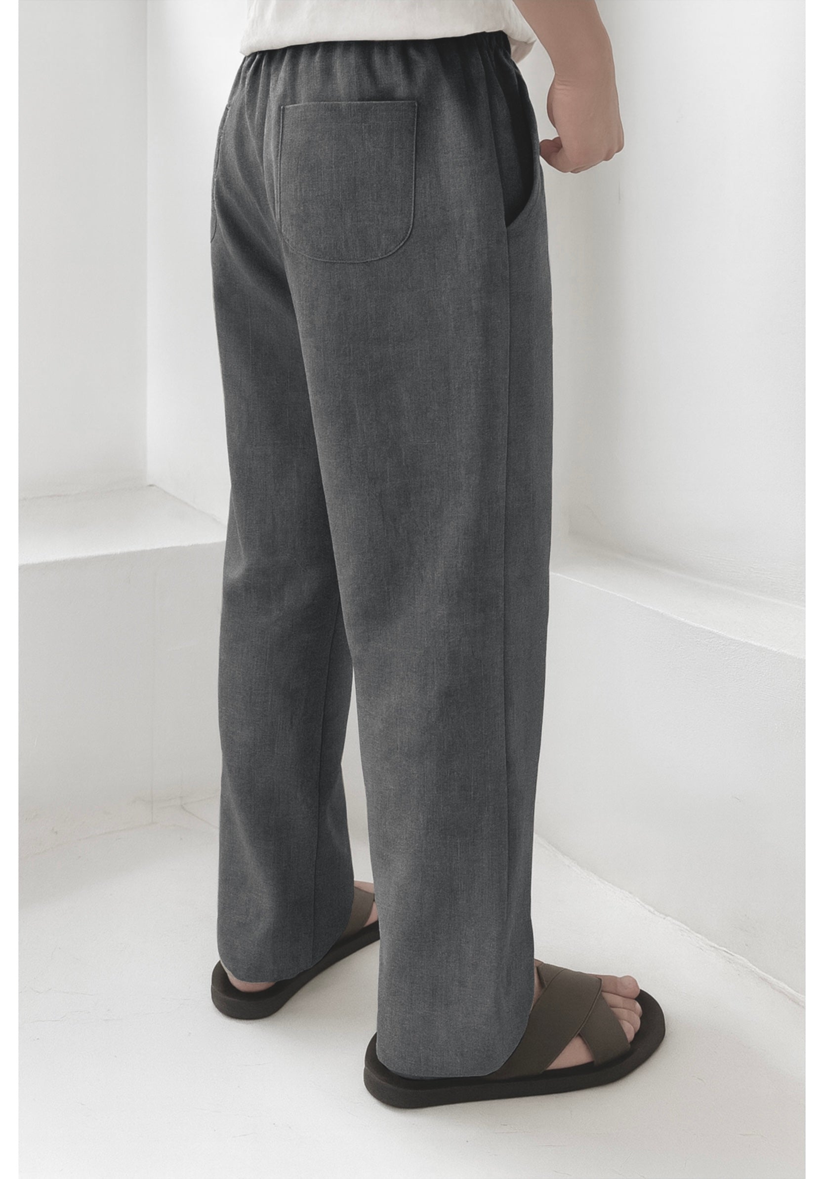 MILANO DARK GREY POLYLINEN PANTS