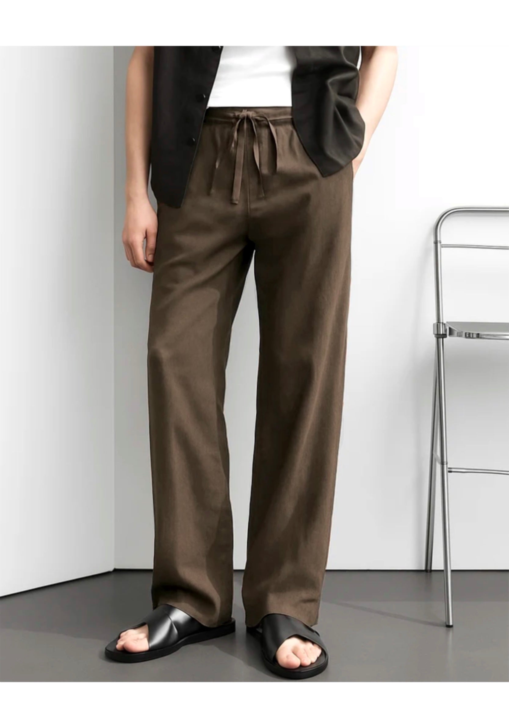 FRENCH BROWN LINEN PANTS