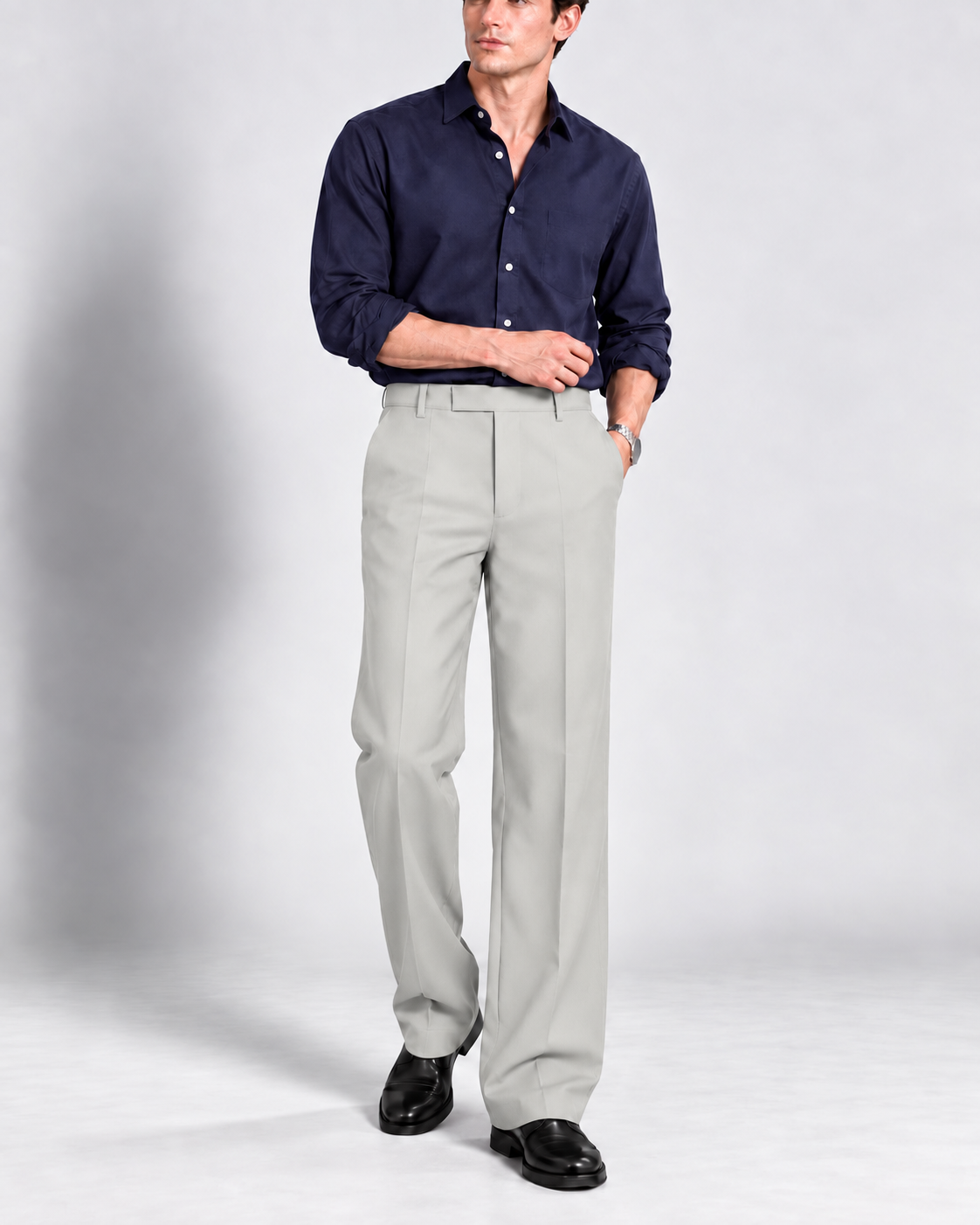 LIGHT GREY STRAIGHT UP PANTS
