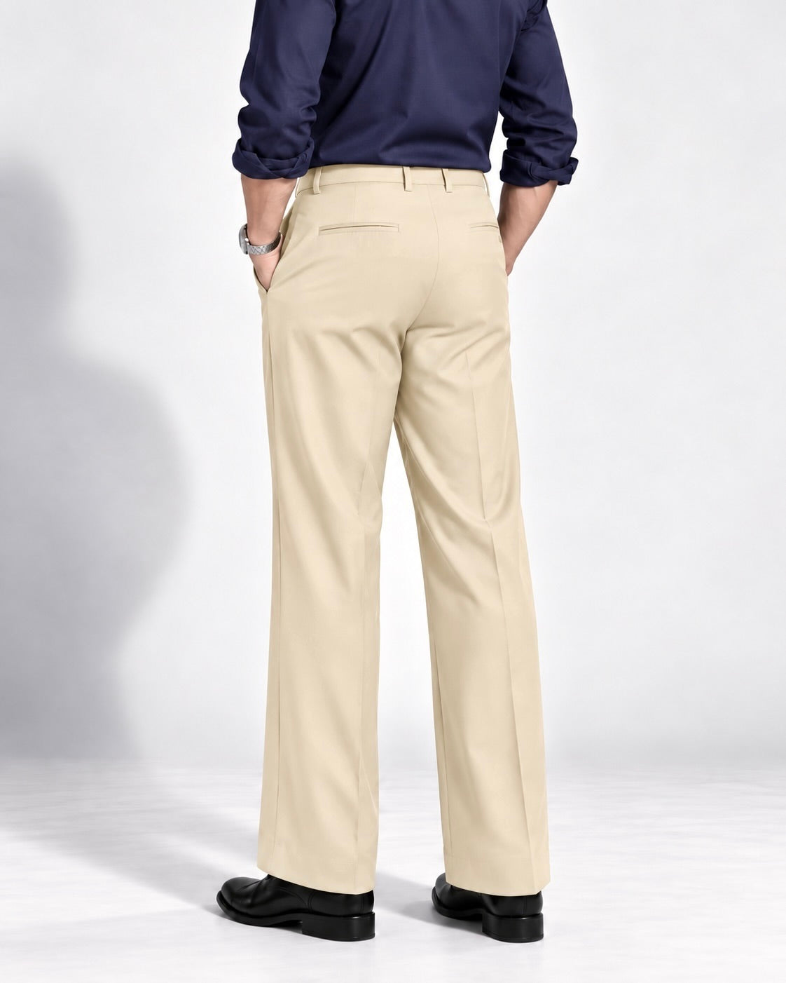 BEIGE STRAIGHT UP PANTS