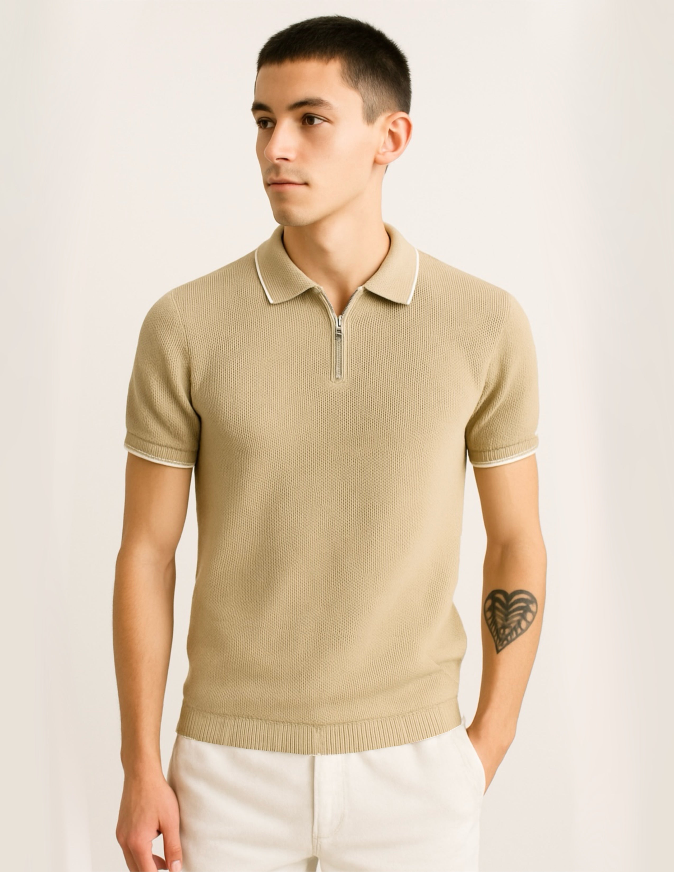 BEIGE COLLAR POLO