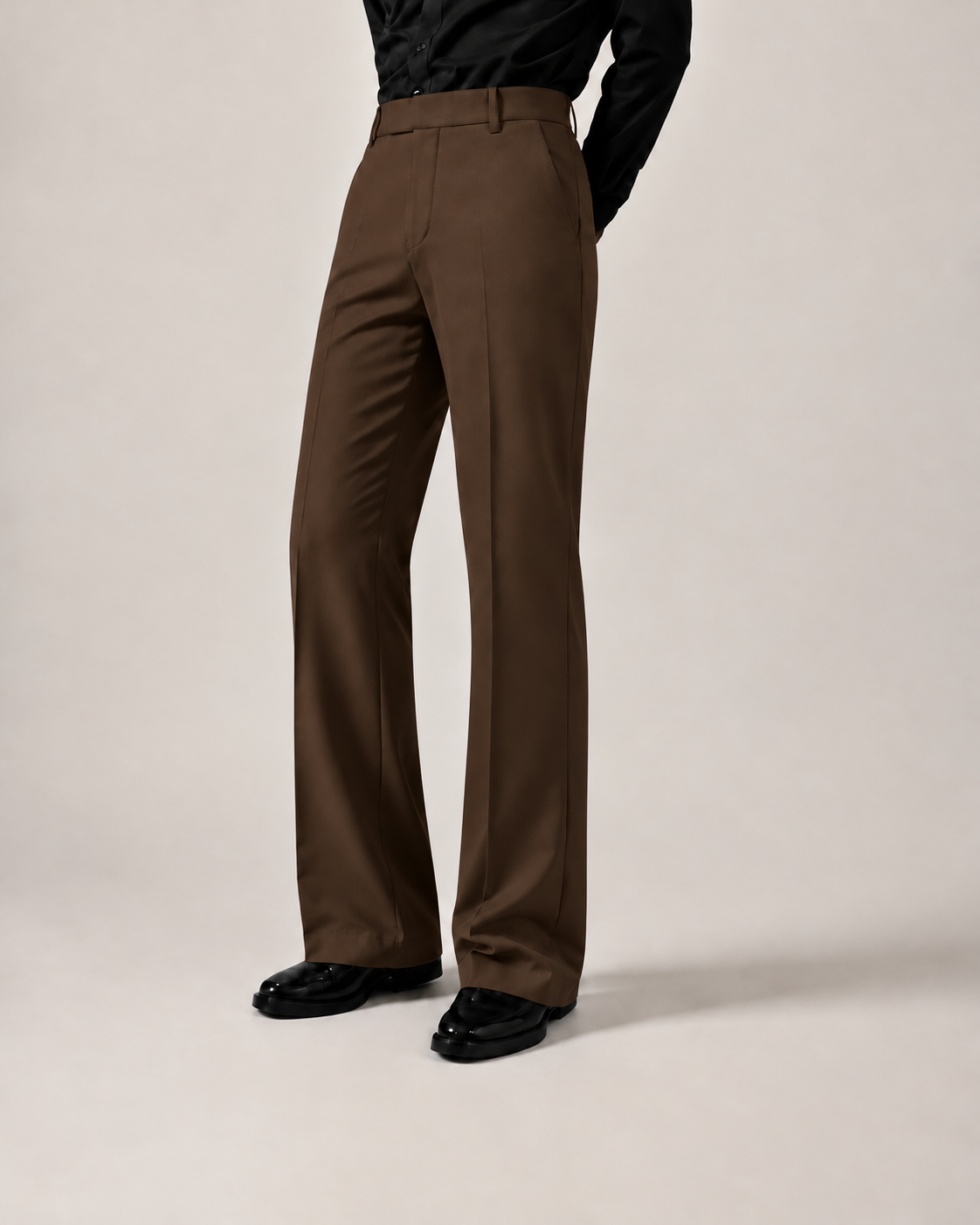 RELAXED DARK BROWN BOOTCUT PANTS