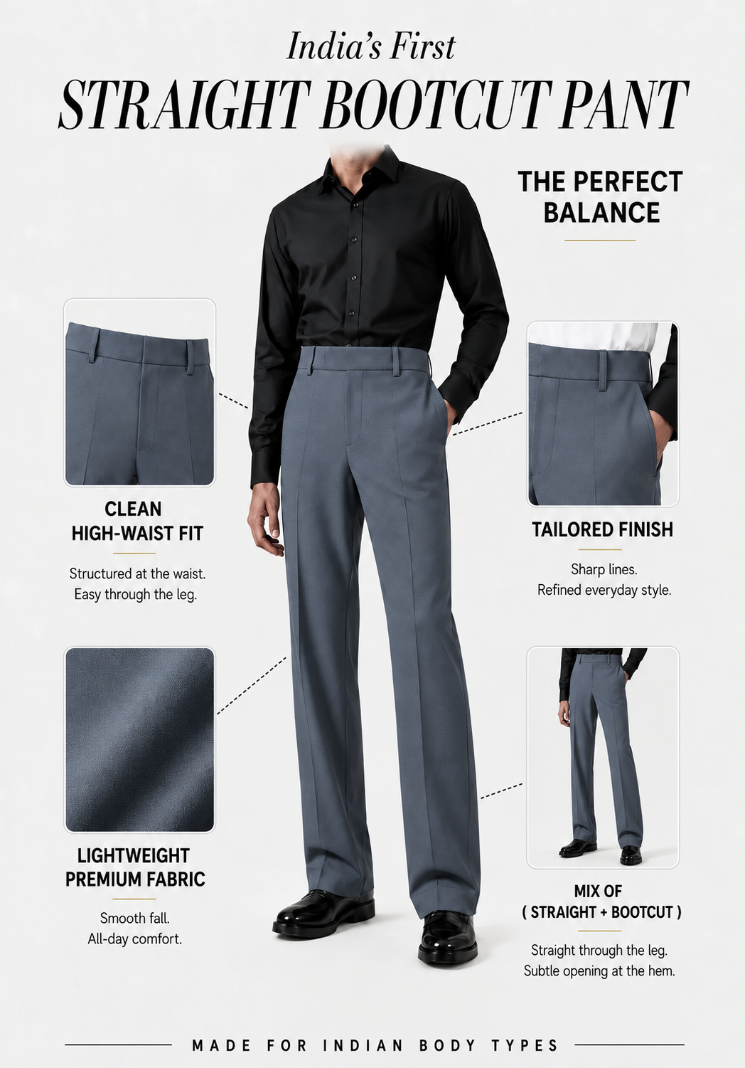 RELAXED DARK GREY BOOTCUT PANTS