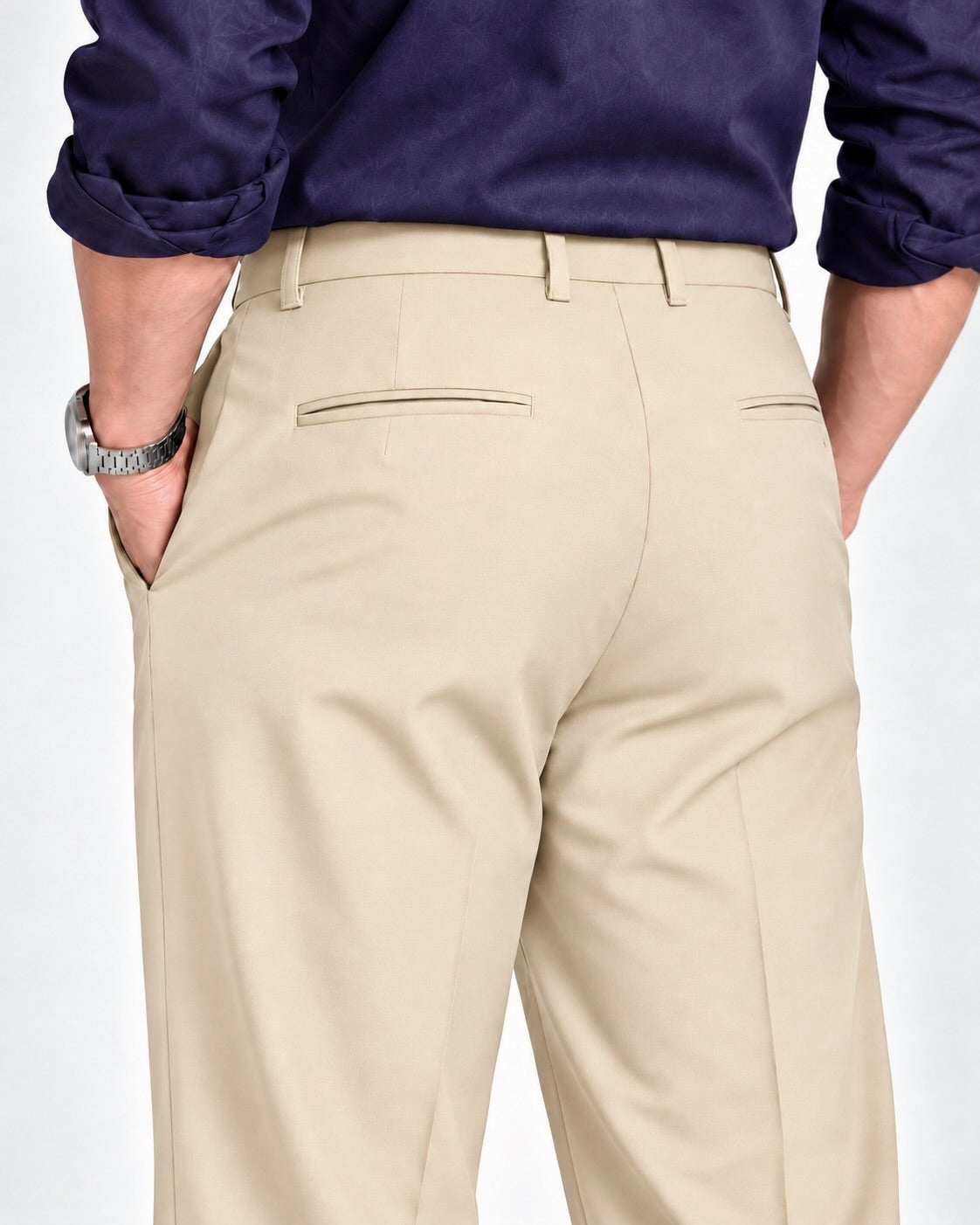 BEIGE STRAIGHT UP PANTS