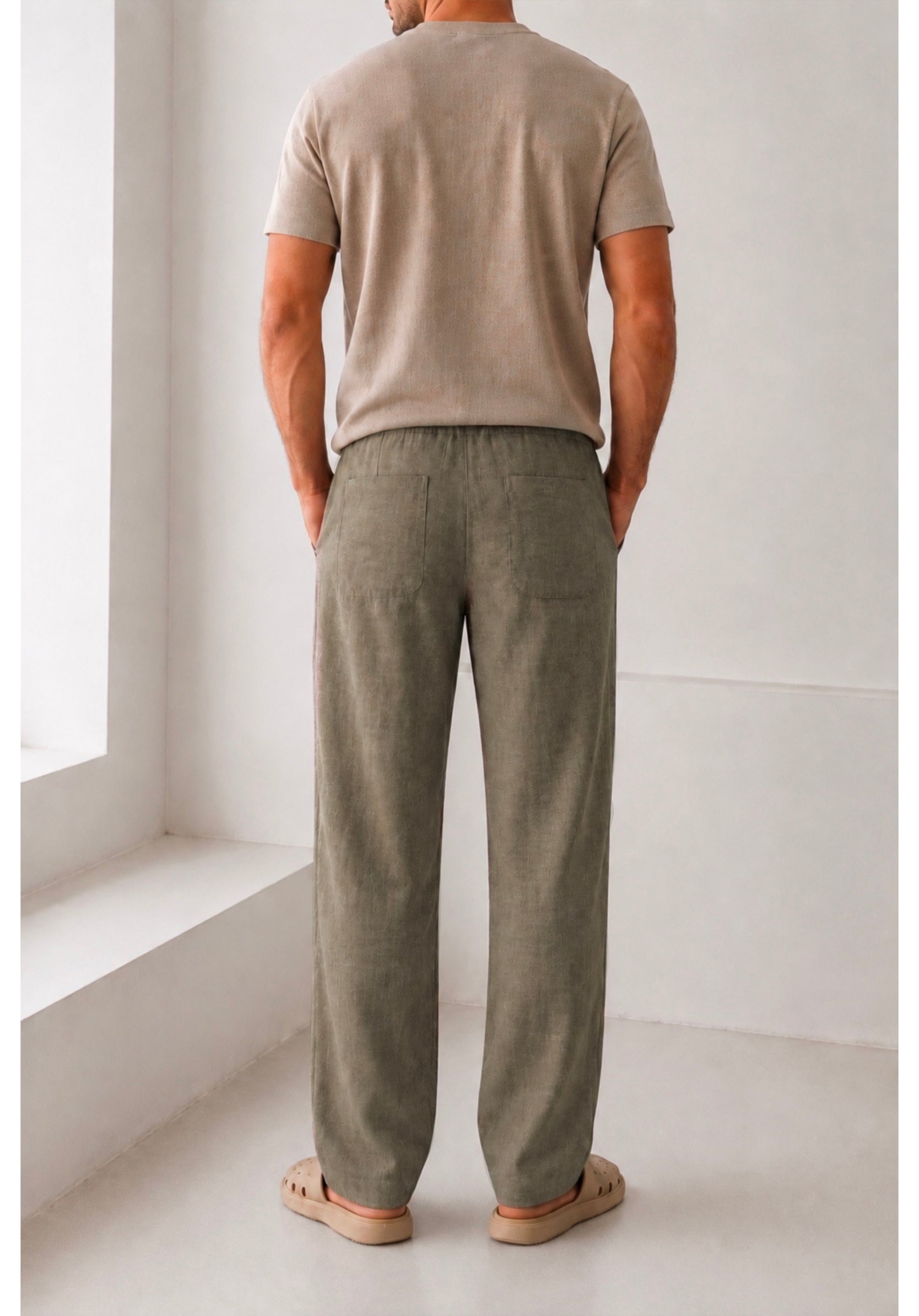 BROWN HEMP-LINEN PANTS