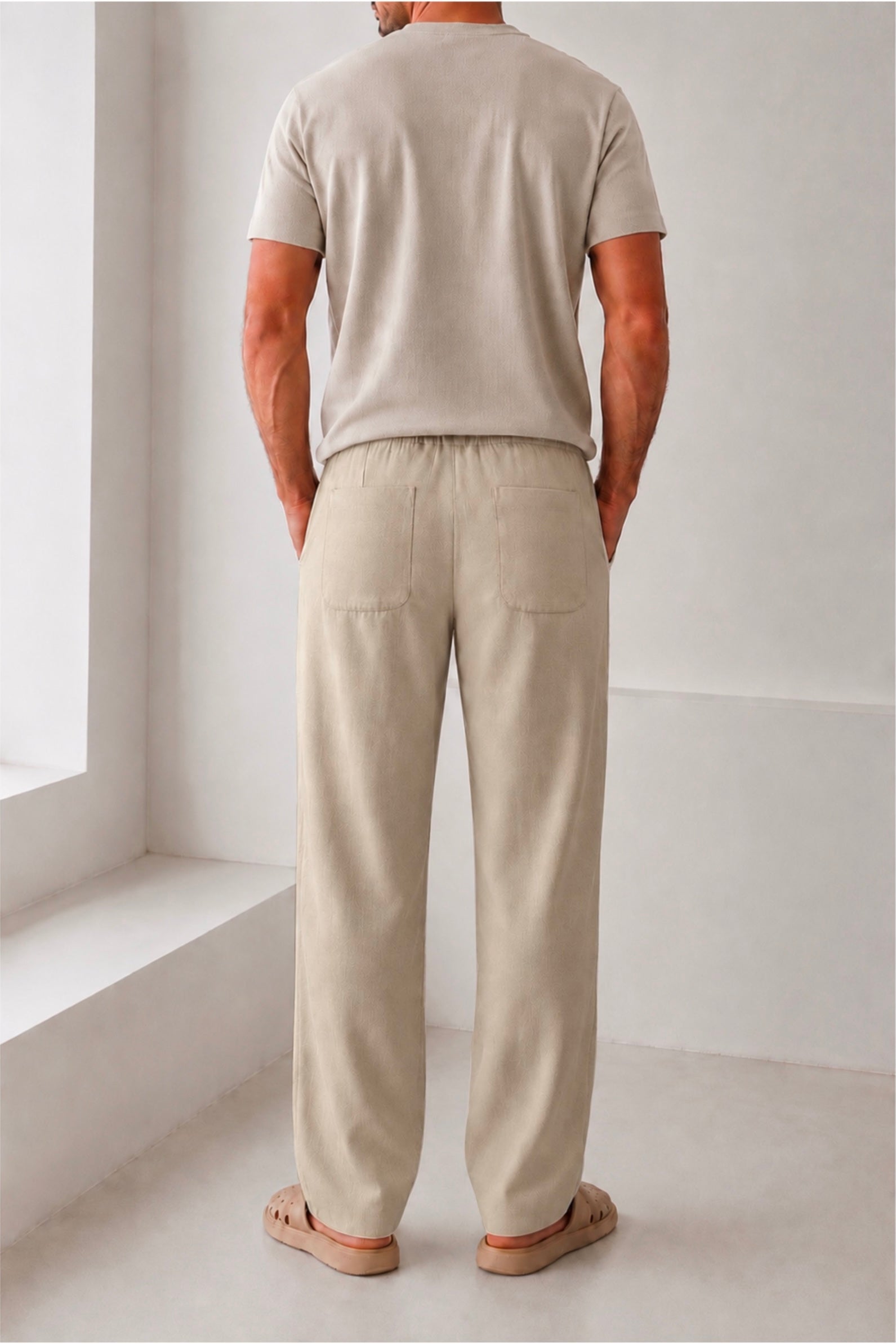 MUD BEIGE HEMP-LINEN PANTS