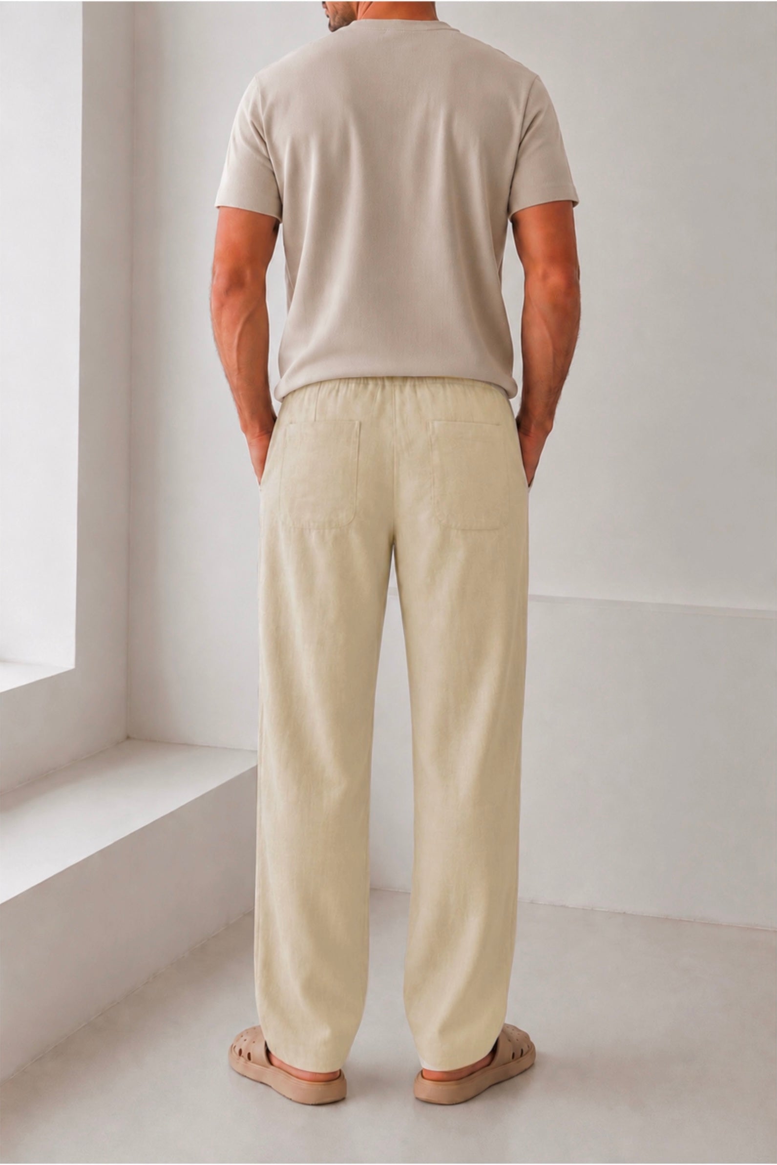 BEIGE HEMP-LINEN PANTS