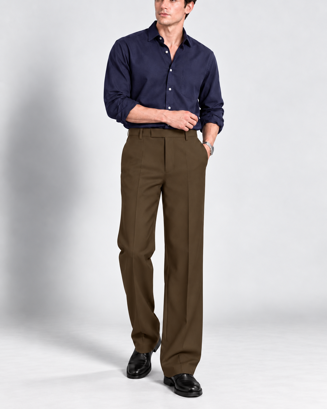DARK BROWN STRAIGHT UP PANTS