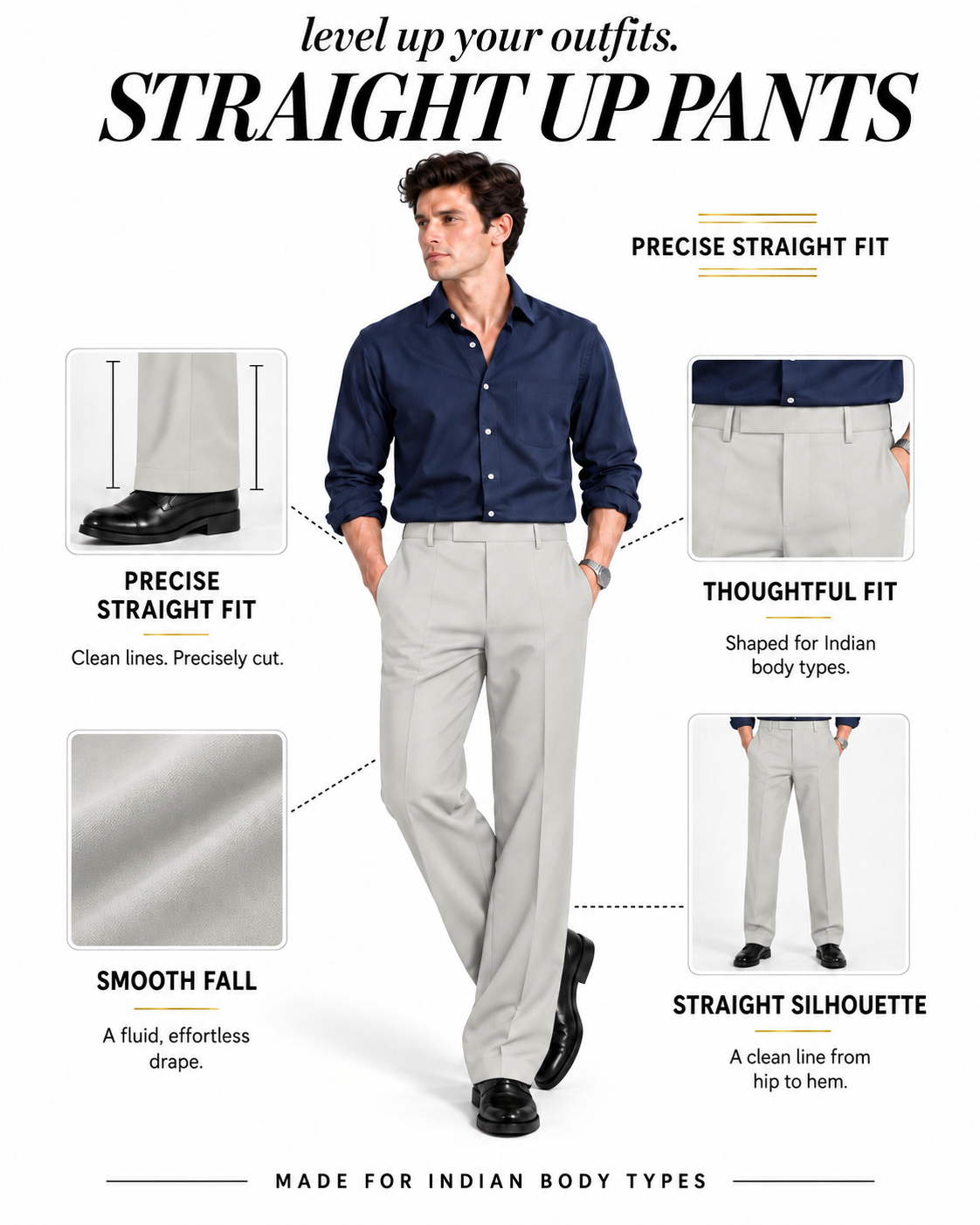 LIGHT GREY STRAIGHT UP PANTS