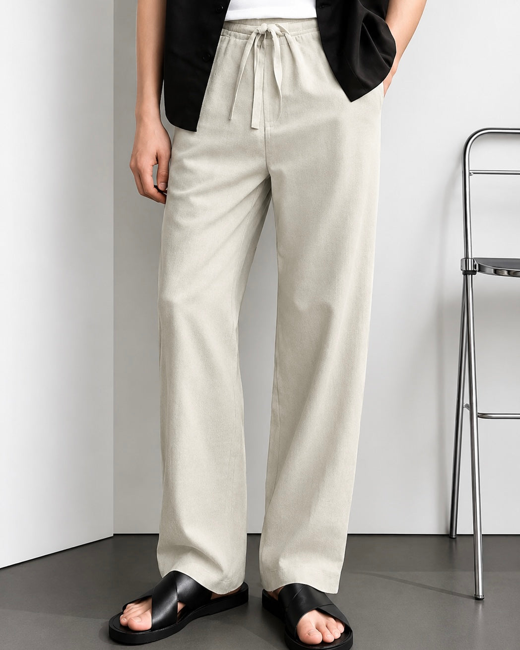 FRENCH IVORY LINEN PANTS