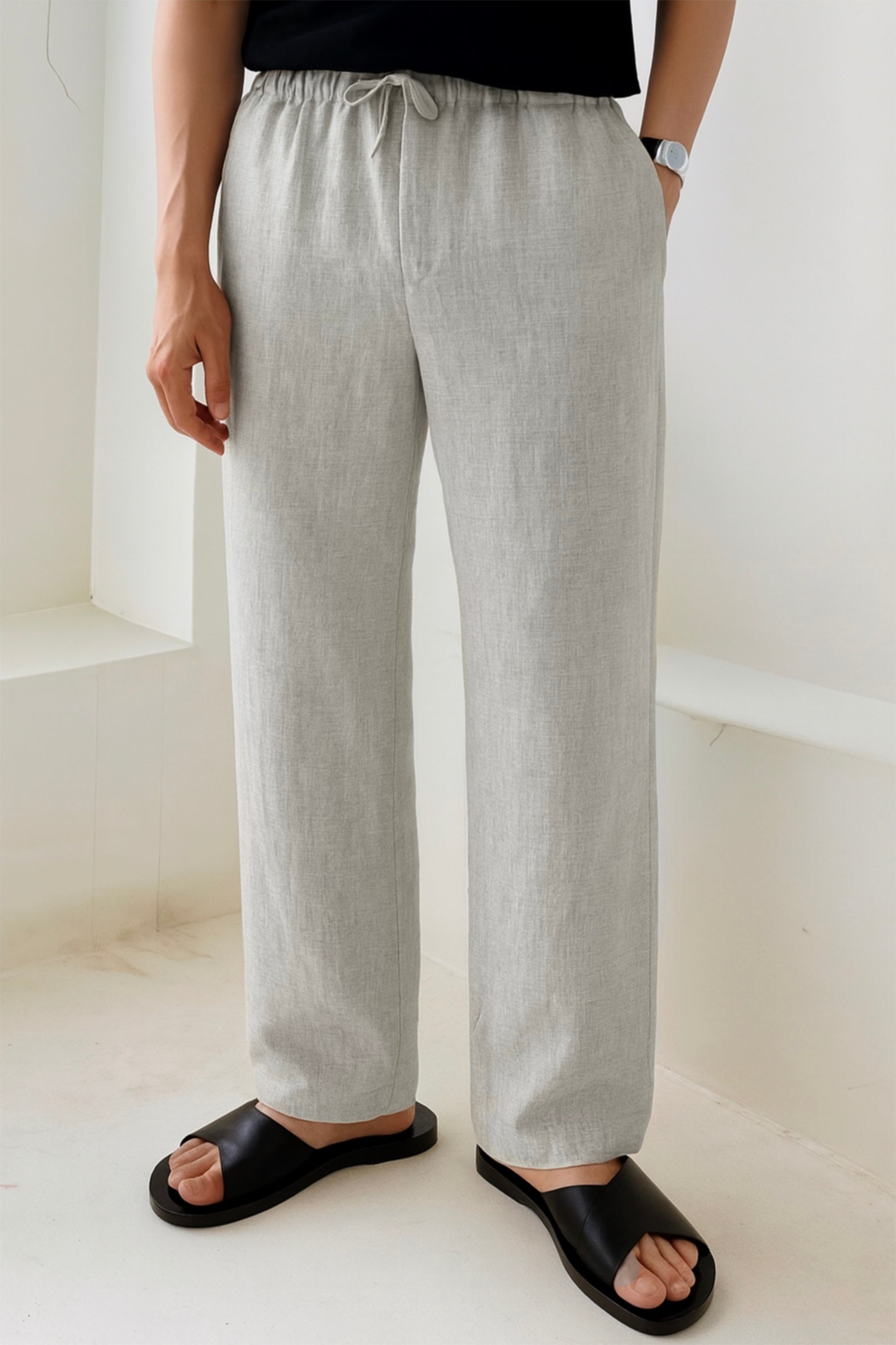 MILANO MUTED GREY LINEN PANTS