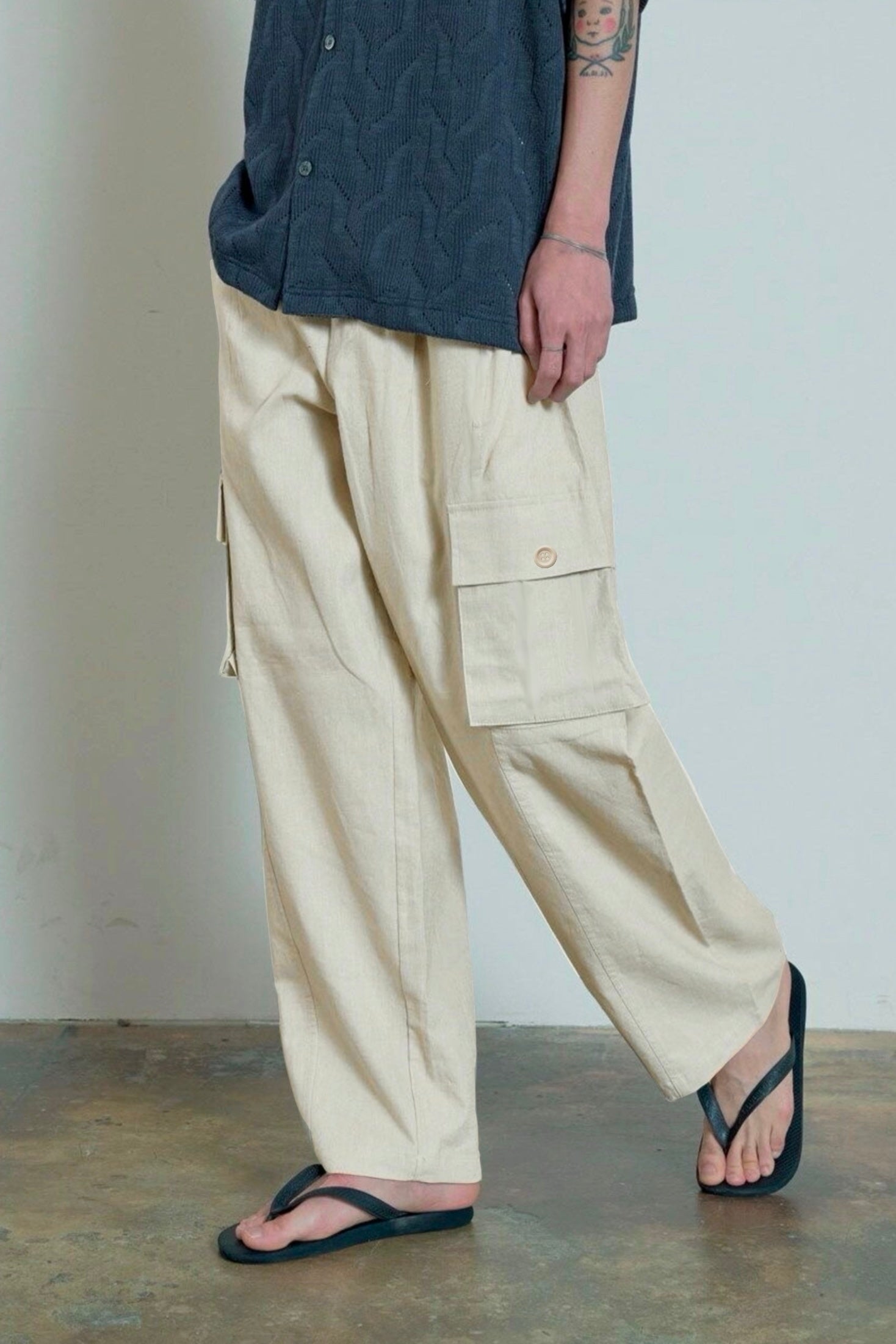 BEIGE LINEN CARGO