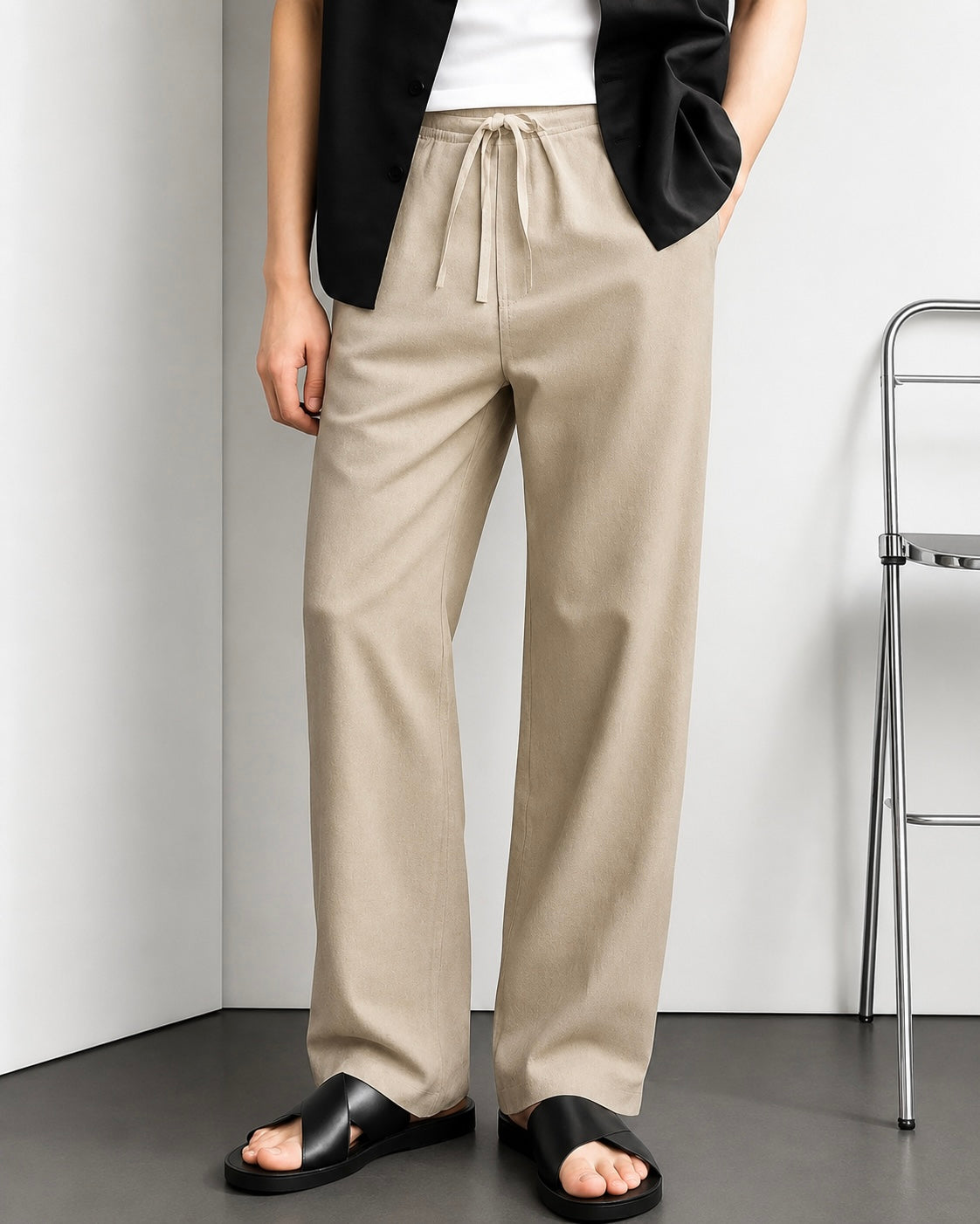 FRENCH KHAKI LINEN PANTS