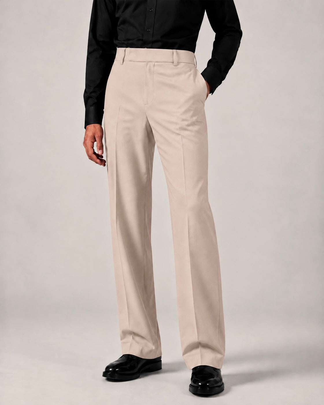 RELAXED BLUSH BEIGE BOOTCUT PANTS
