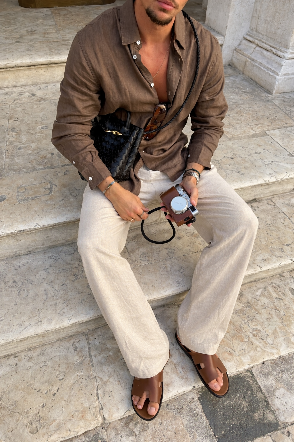 BEIGE COTTON-LINEN PANTS