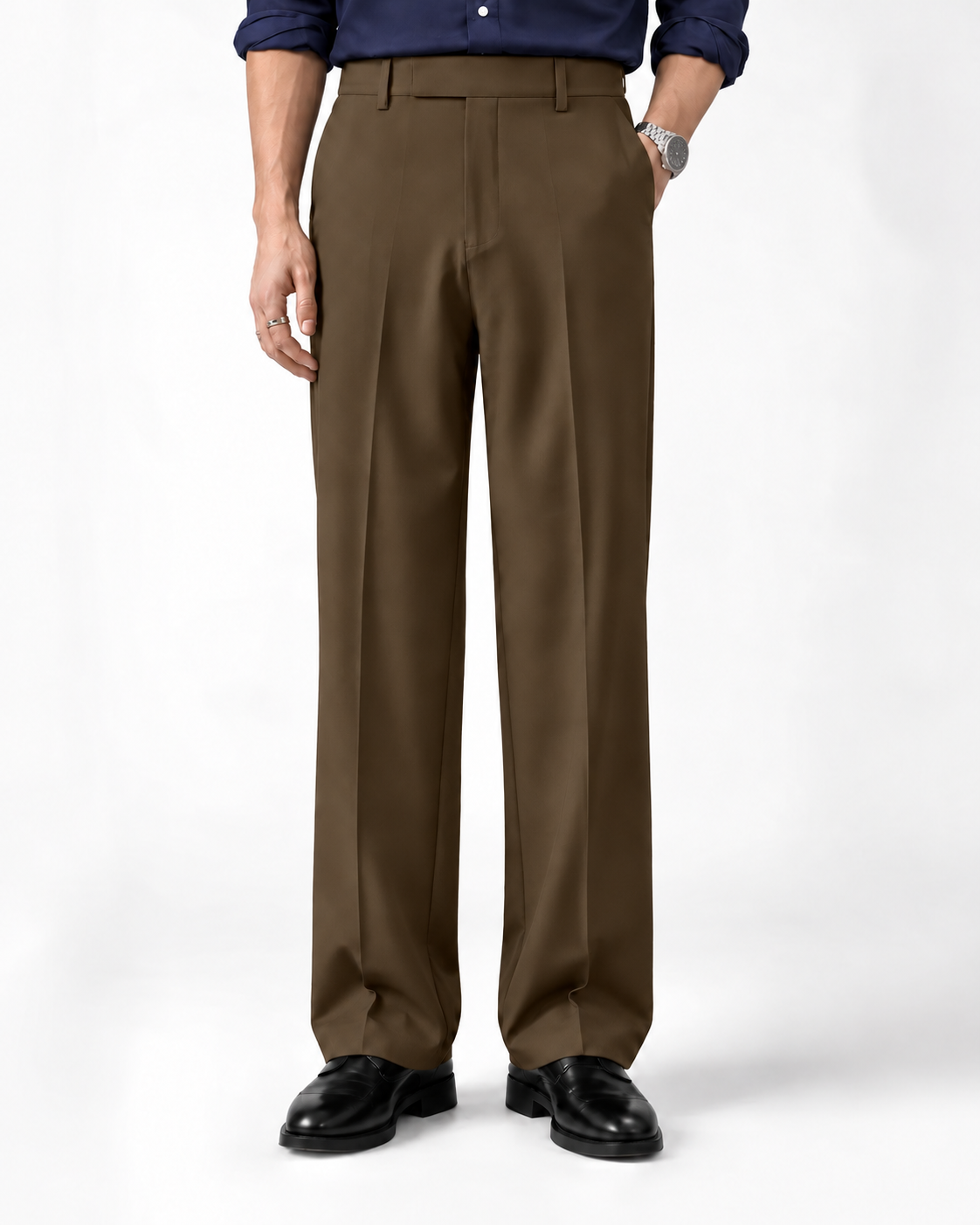 DARK BROWN STRAIGHT UP PANTS
