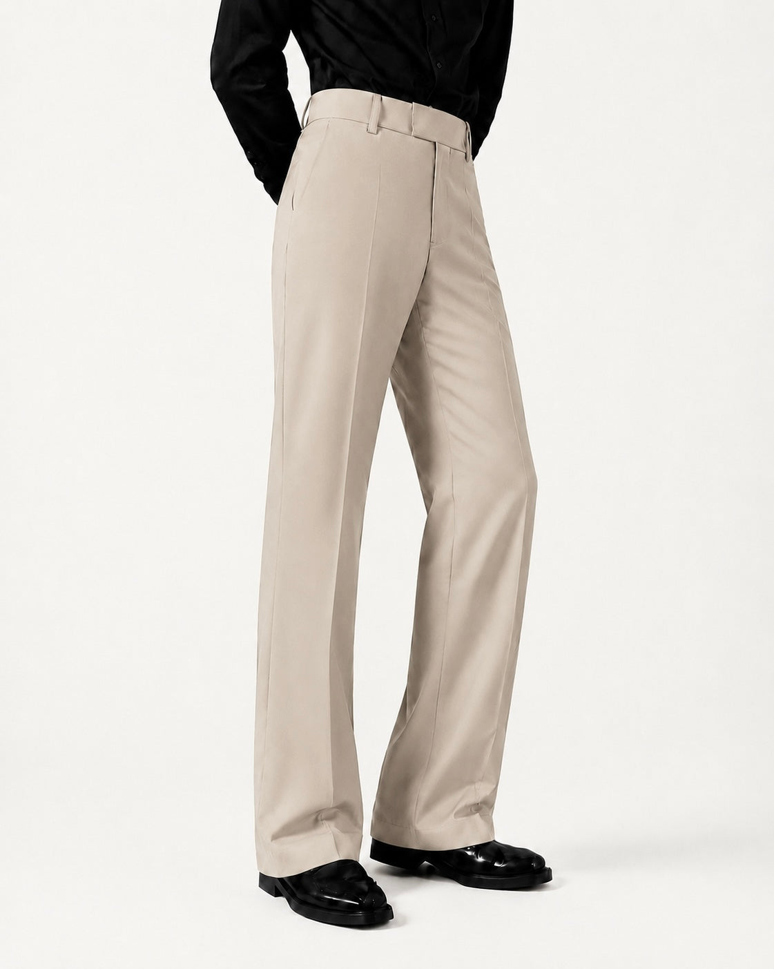 RELAXED BEIGE BOOTCUT PANTS
