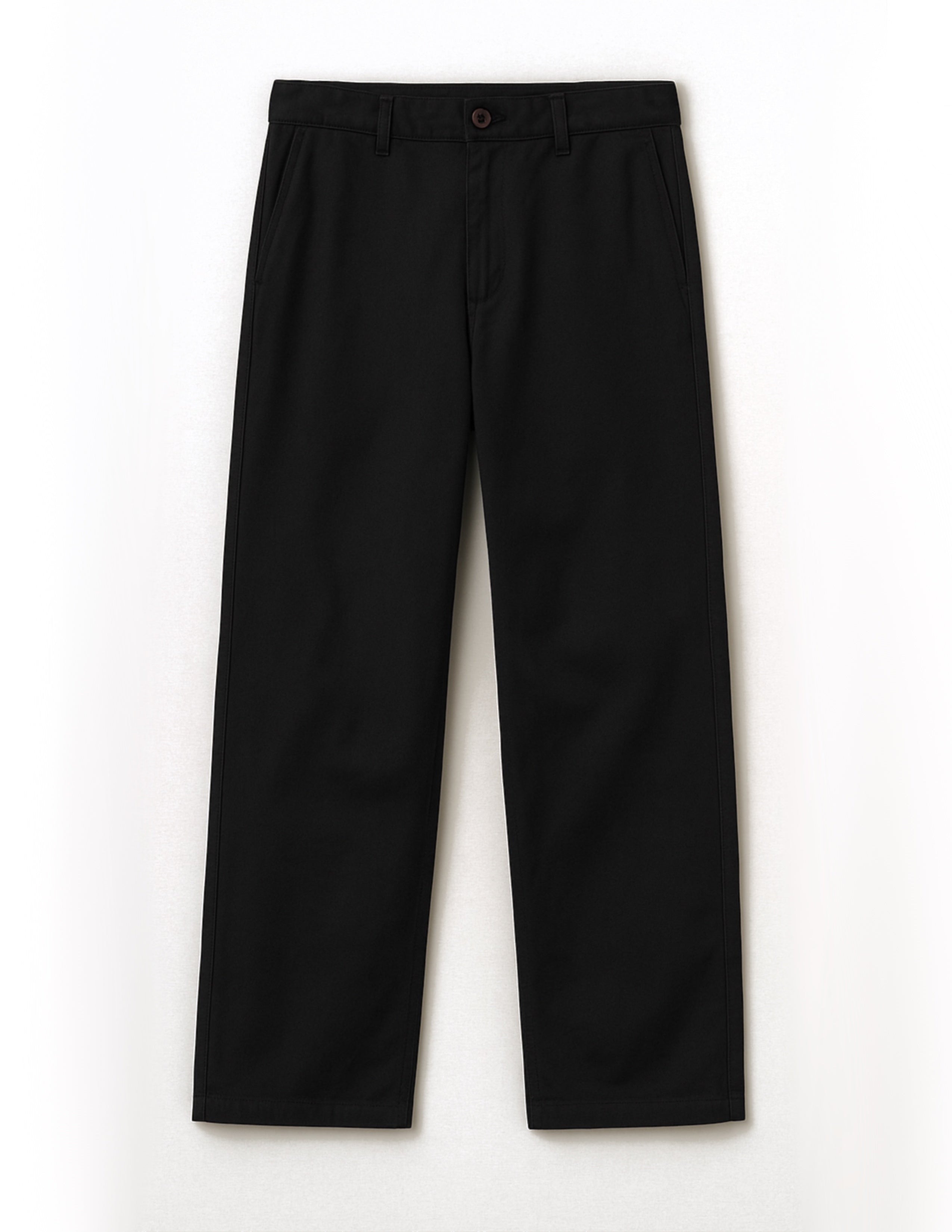 Black Cotton Straight Fit Trousers