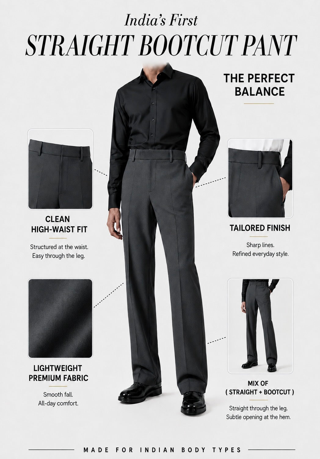 RELAXED DARK GREY BOOTCUT PANTS