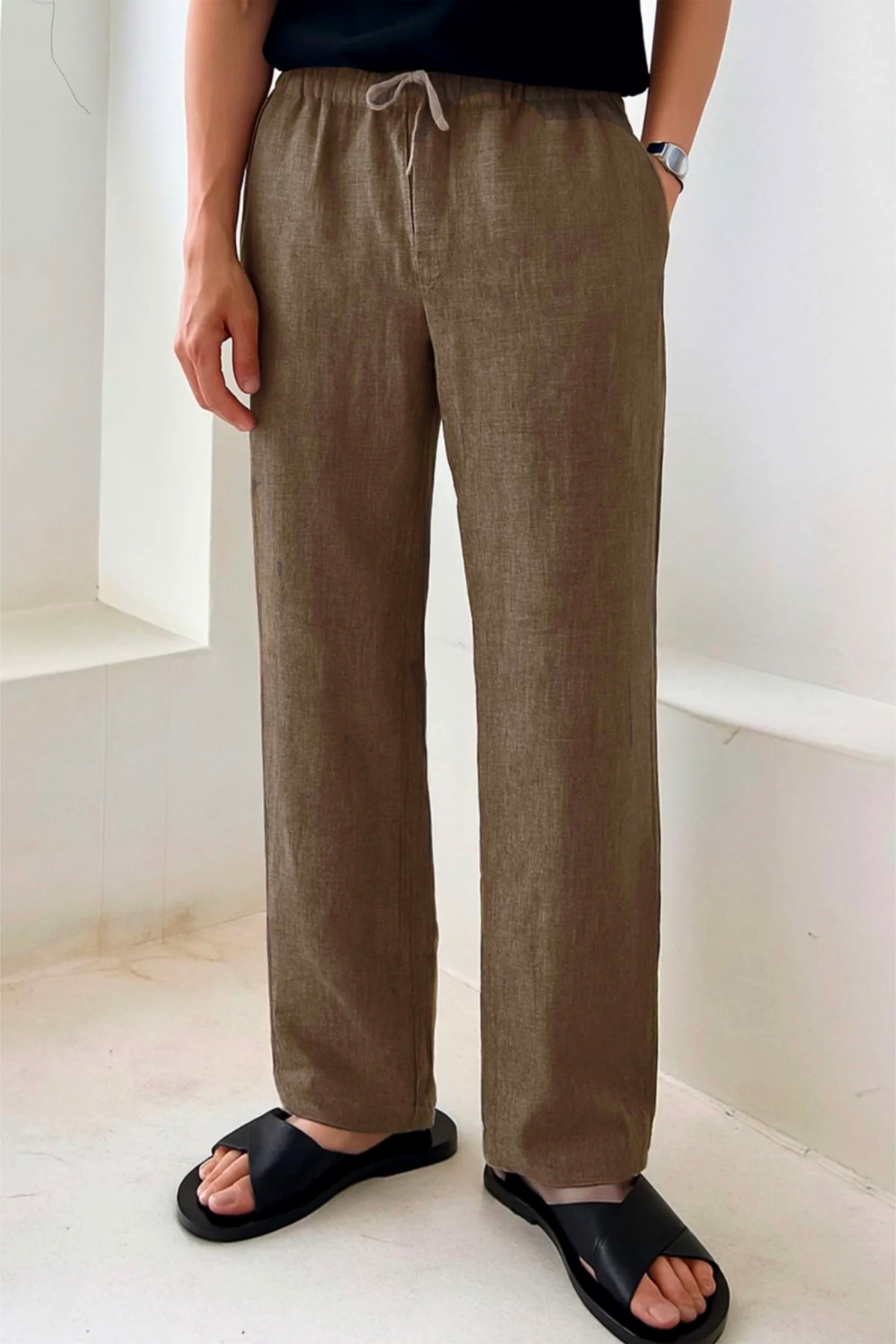 MILANO BROWN LINEN PANTS