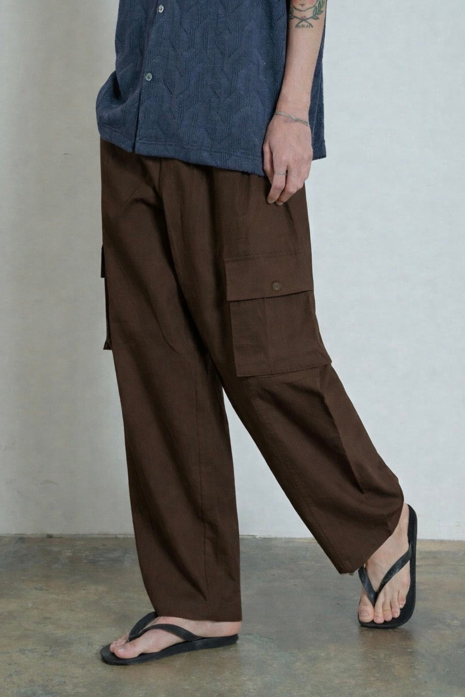 BROWN LINEN CARGO