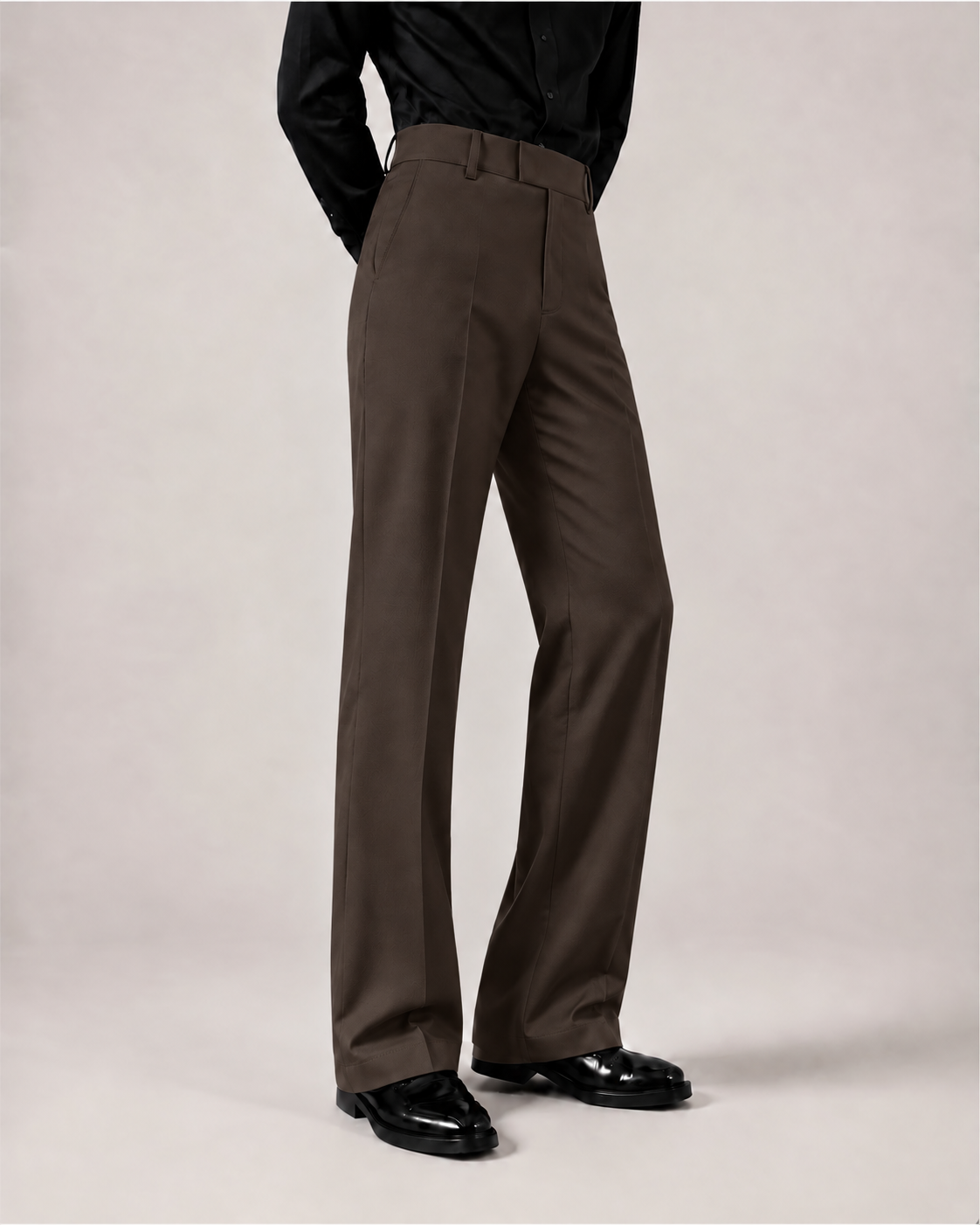 RELAXED DARK BROWN BOOTCUT PANTS