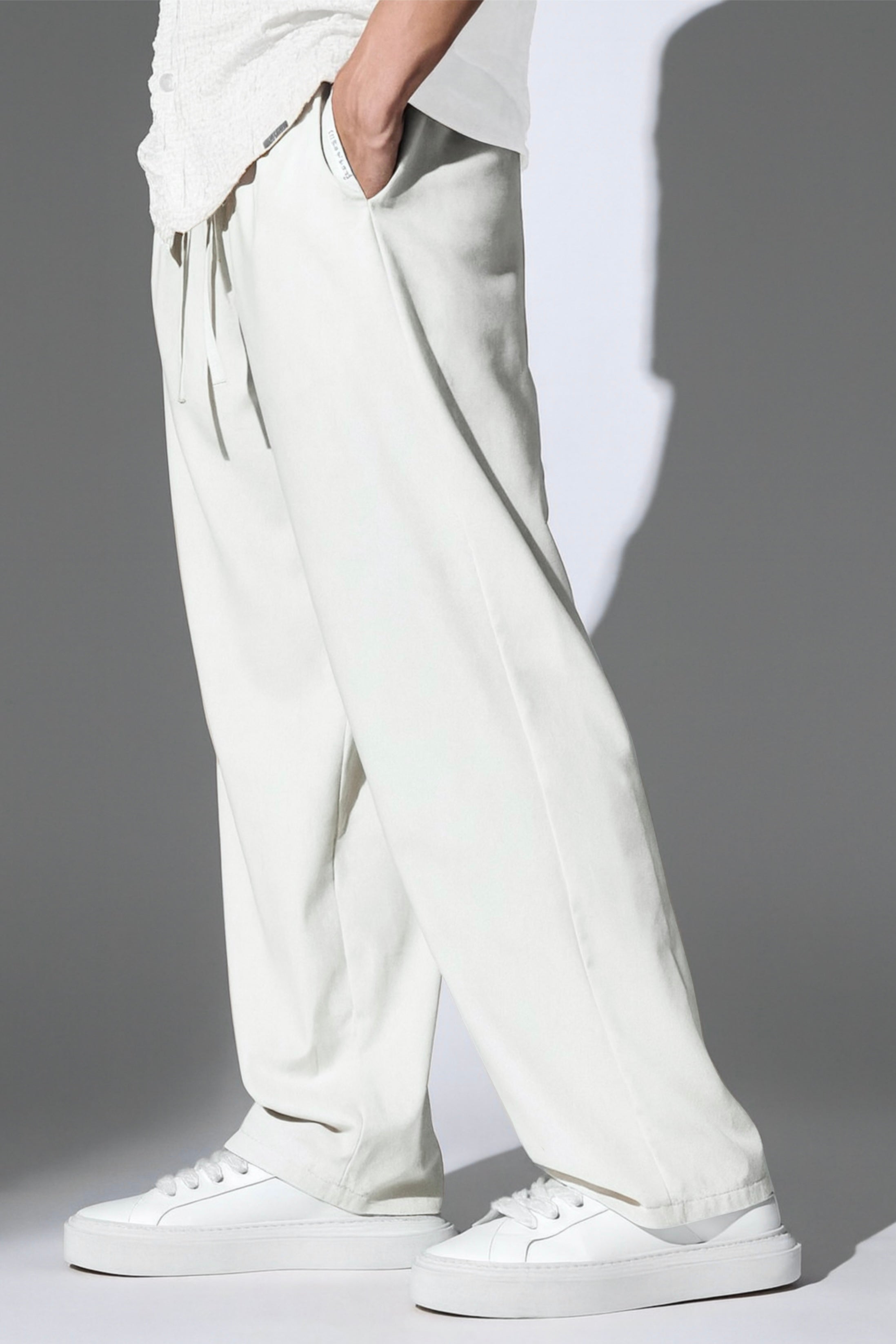 WHITE KOREAN LINEN PANTS
