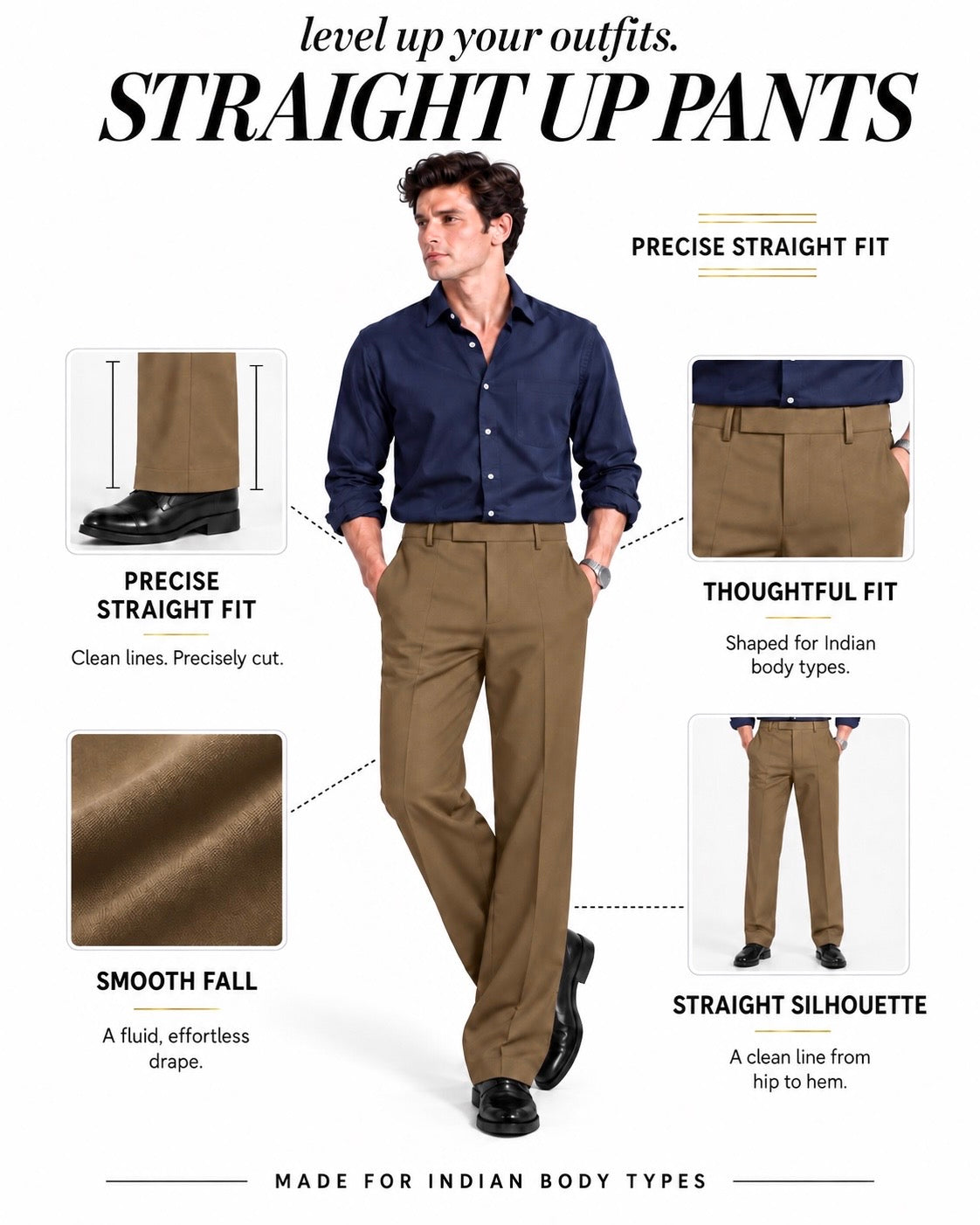 BROWN STRAIGHT UP PANTS