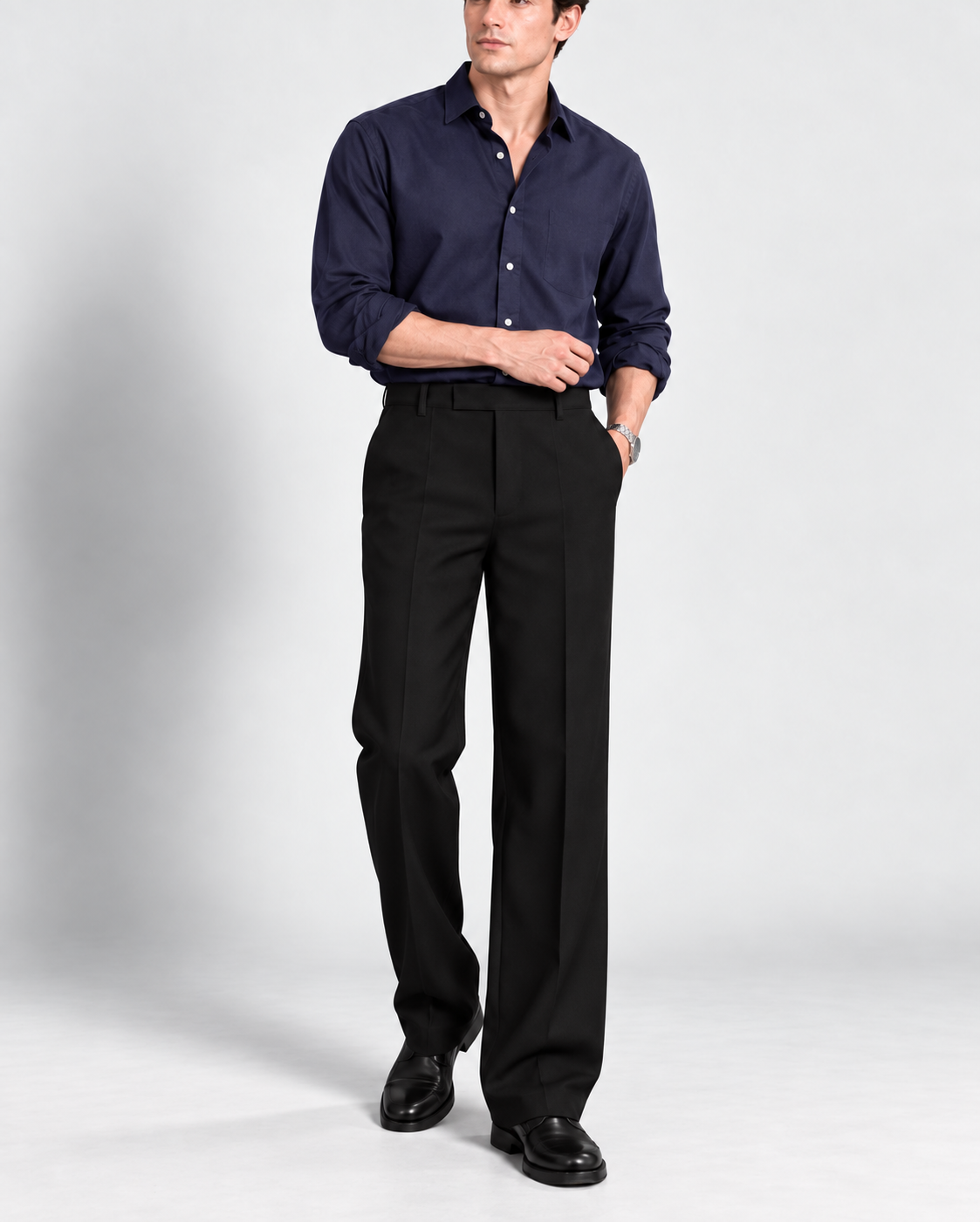 BLACK STRAIGHT UP PANTS
