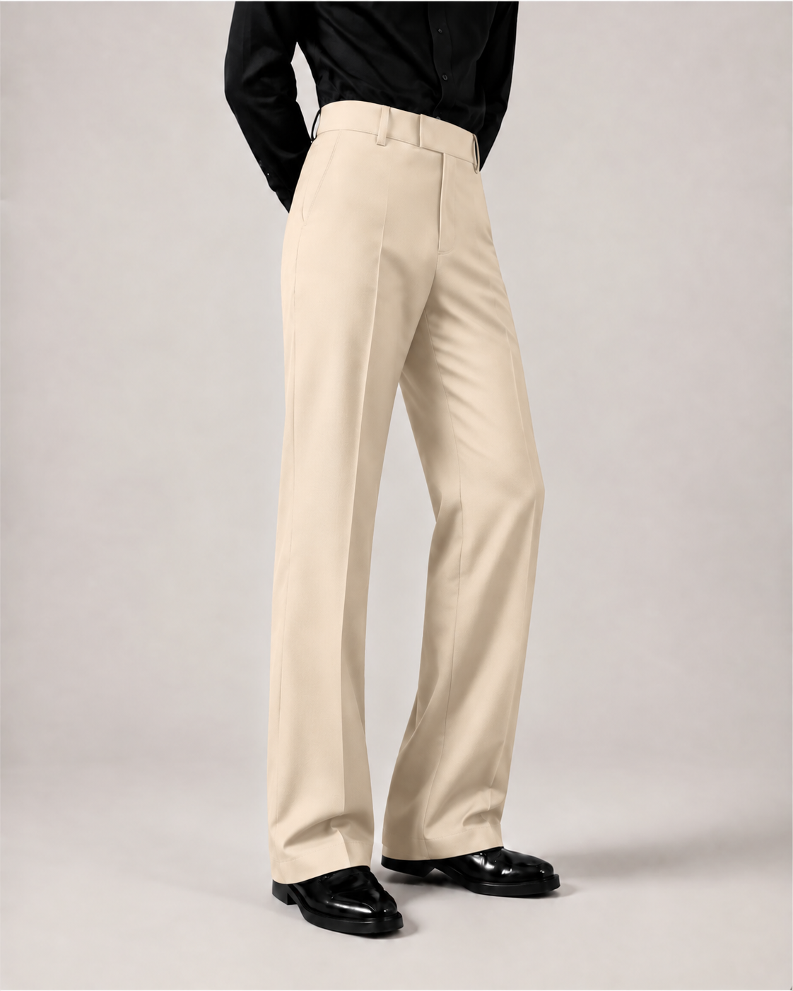 RELAXED BEIGE BOOTCUT PANTS