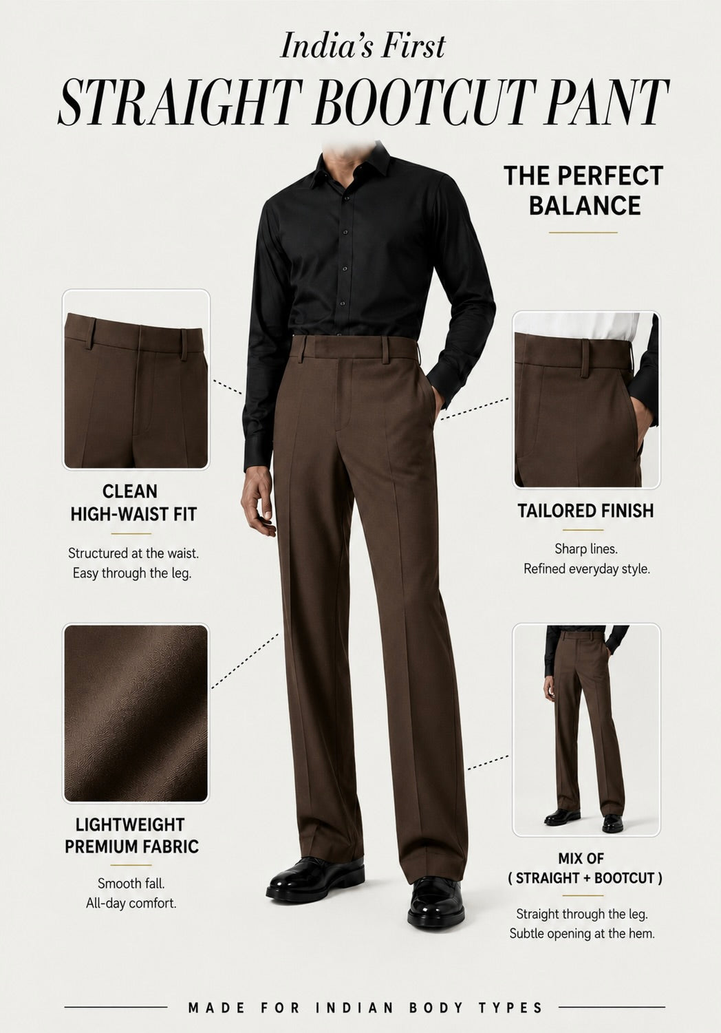 RELAXED BROWN BOOTCUT PANTS