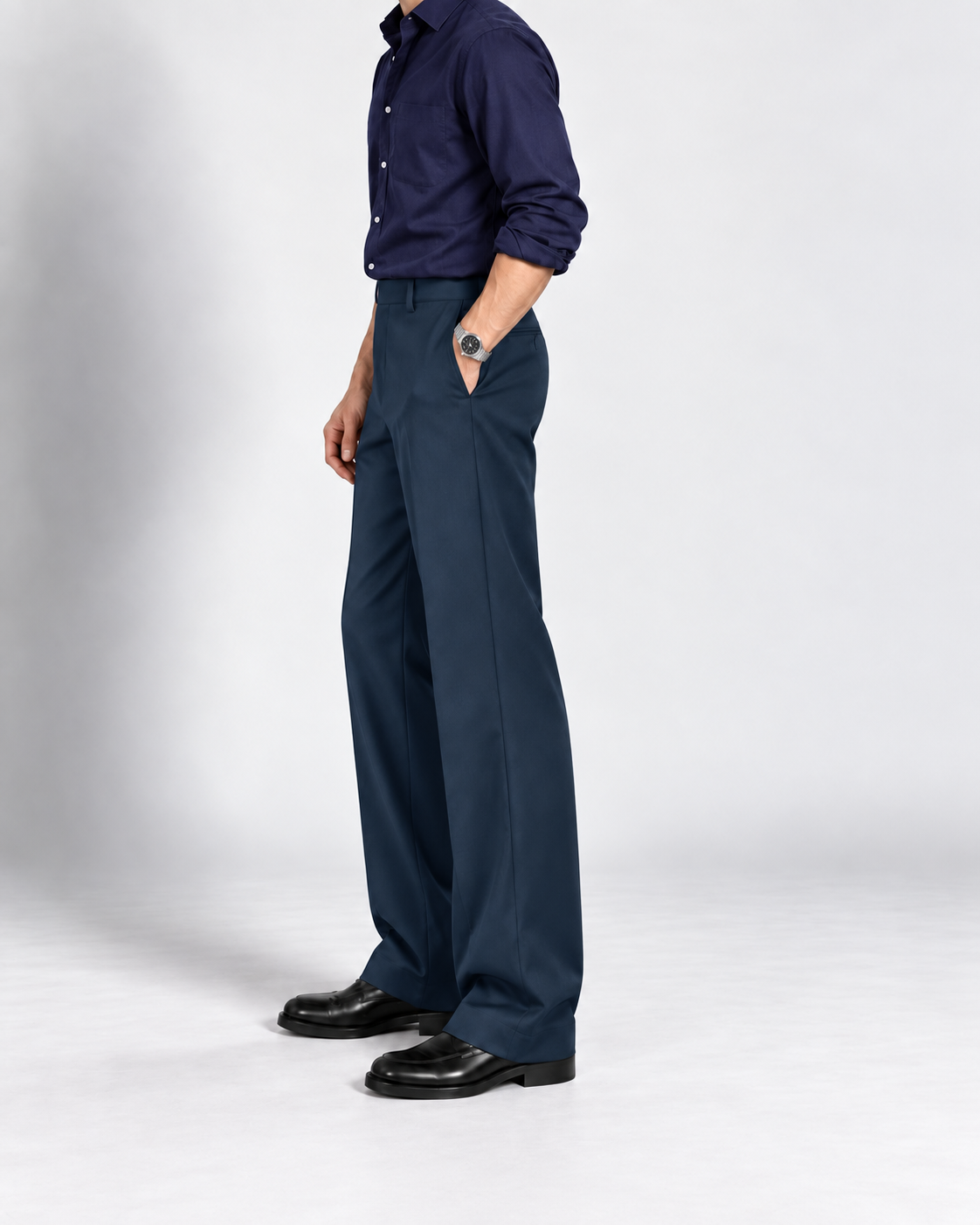 NAVY BLUE STRAIGHT UP PANTS