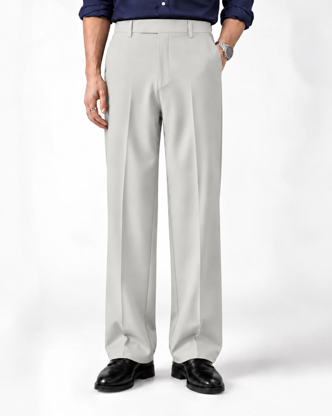 LIGHT GREY STRAIGHT UP PANTS
