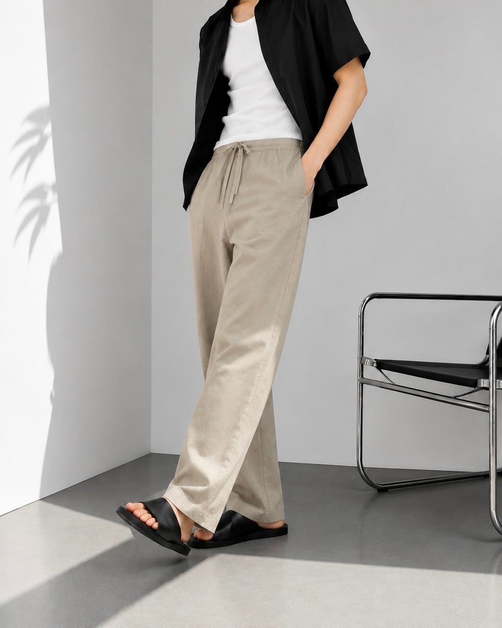 FRENCH KHAKI LINEN PANTS