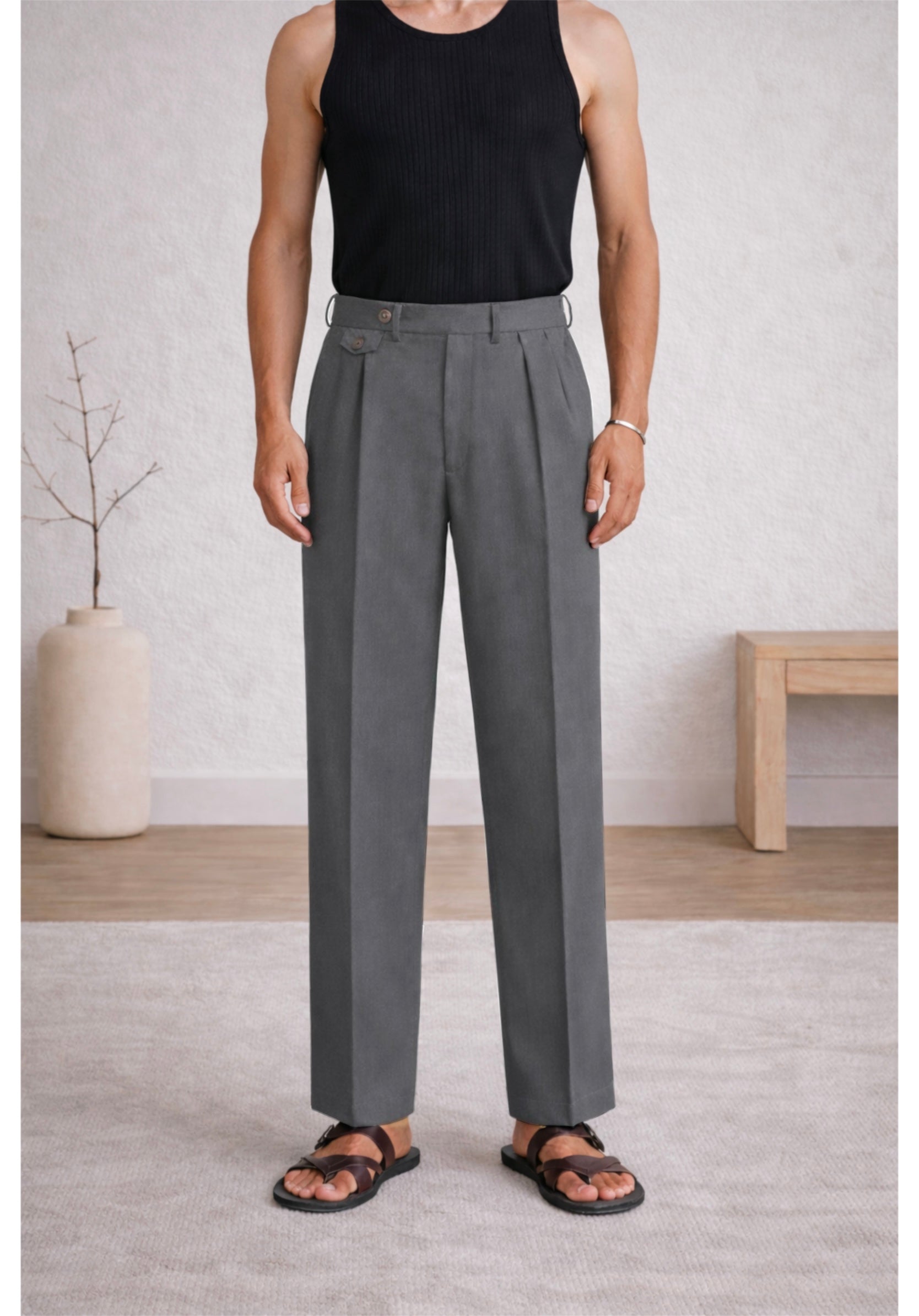 GREY GURKHA PANTS