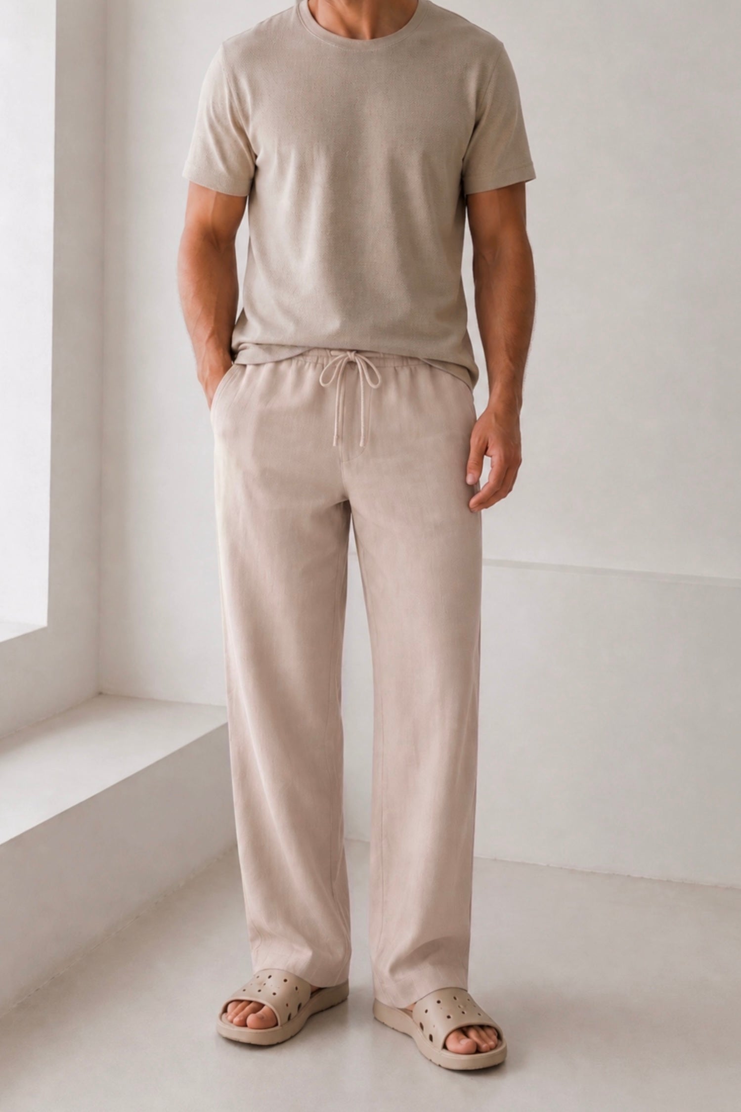 BLUSH BEIGE HEMP-LINEN PANTS