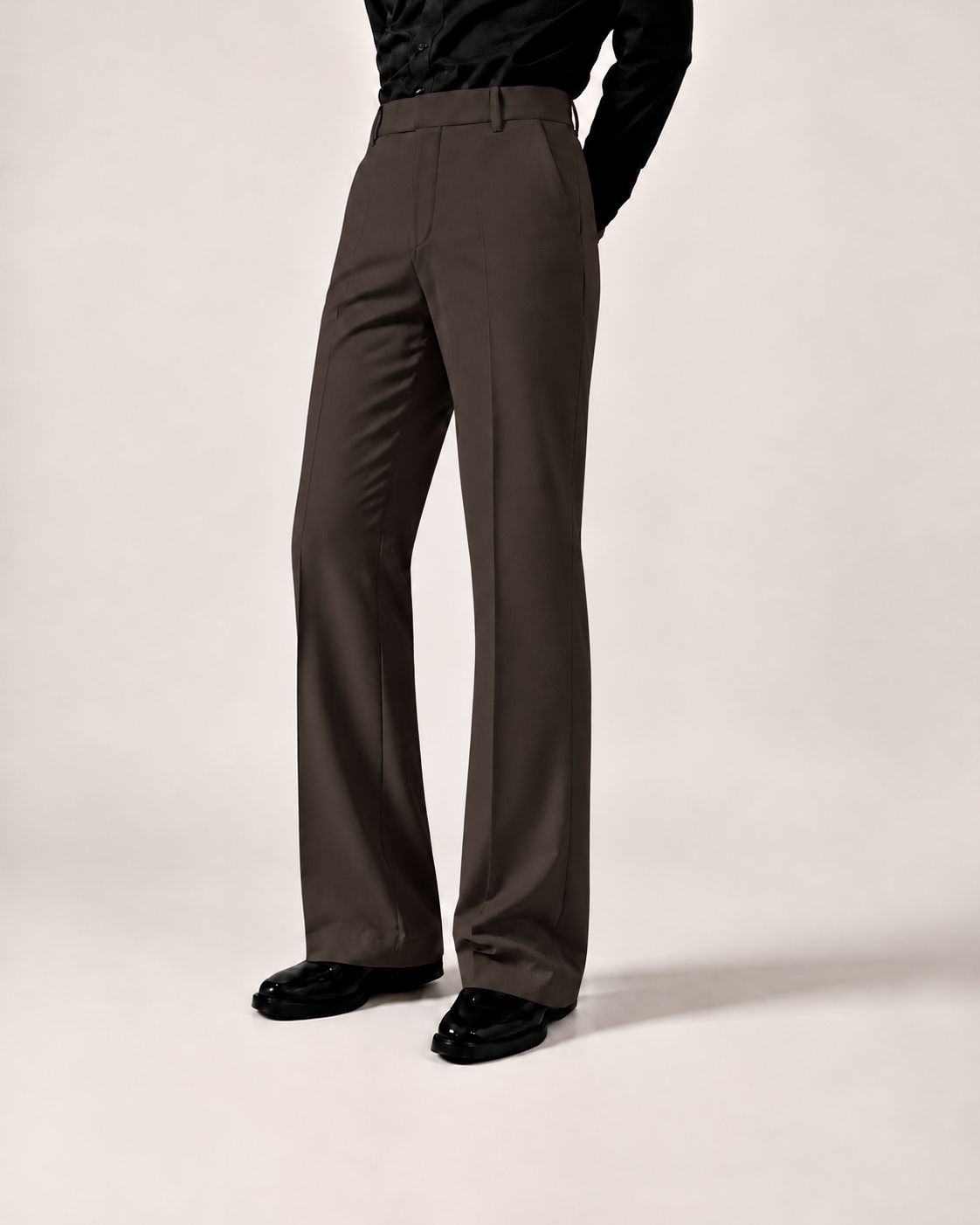 RELAXED DARK BROWN BOOTCUT PANTS