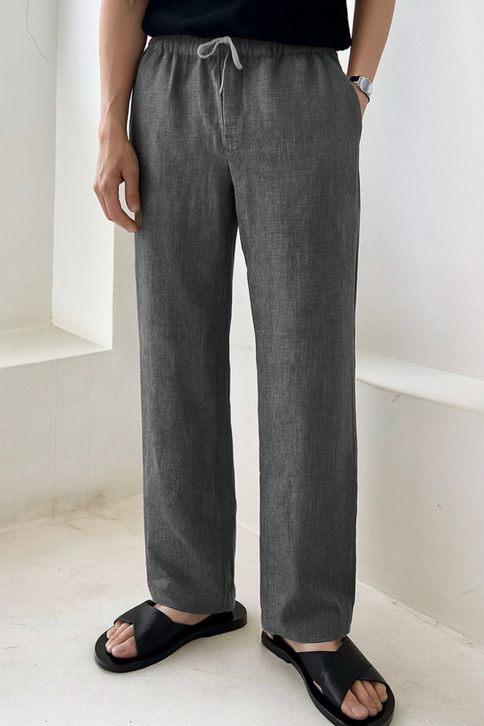 MILANO DARK GREY LINEN PANTS