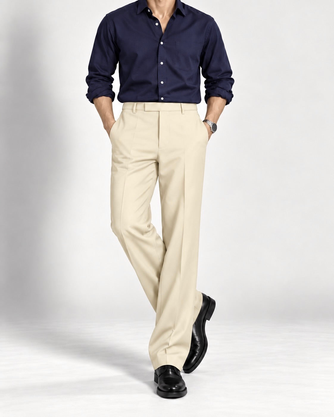 BEIGE STRAIGHT UP PANTS